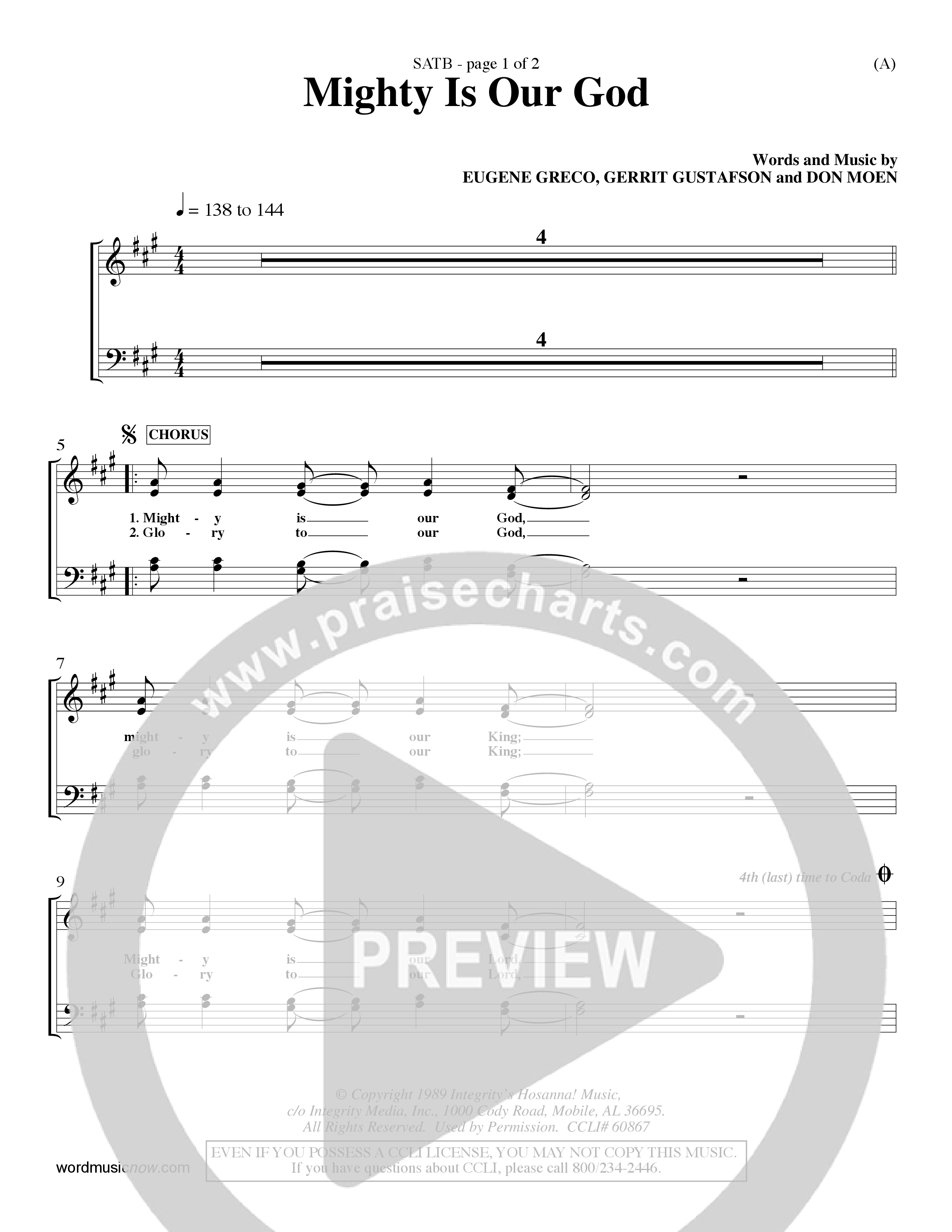 Mighty Is Our God (Choral Anthem SATB) Keyboard/Vocal (SATB) (Word Music Choral / Orch. Ron Meyers)