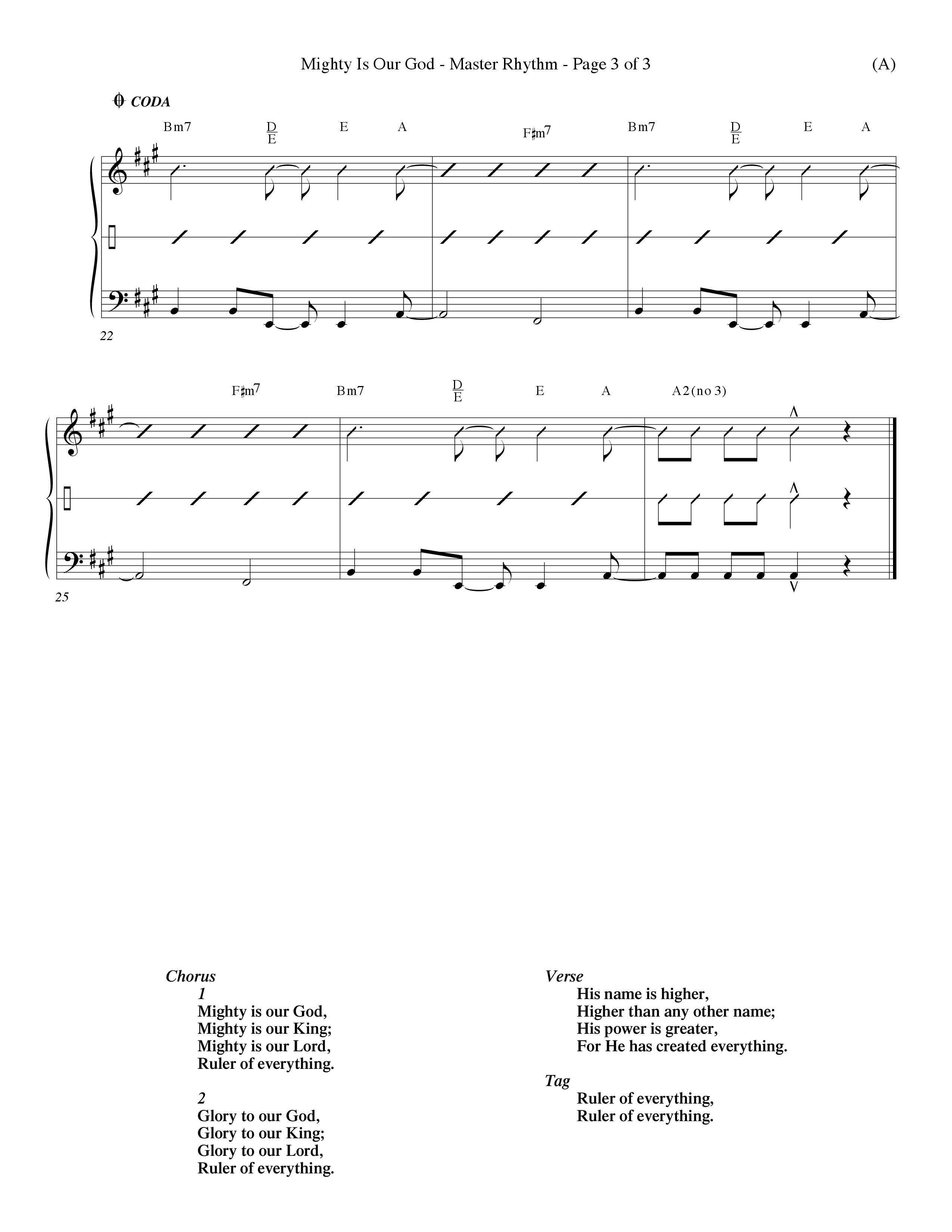 Mighty Is Our God (Choral Anthem SATB) Rhythm Chart (Word Music Choral / Orch. Ron Meyers)