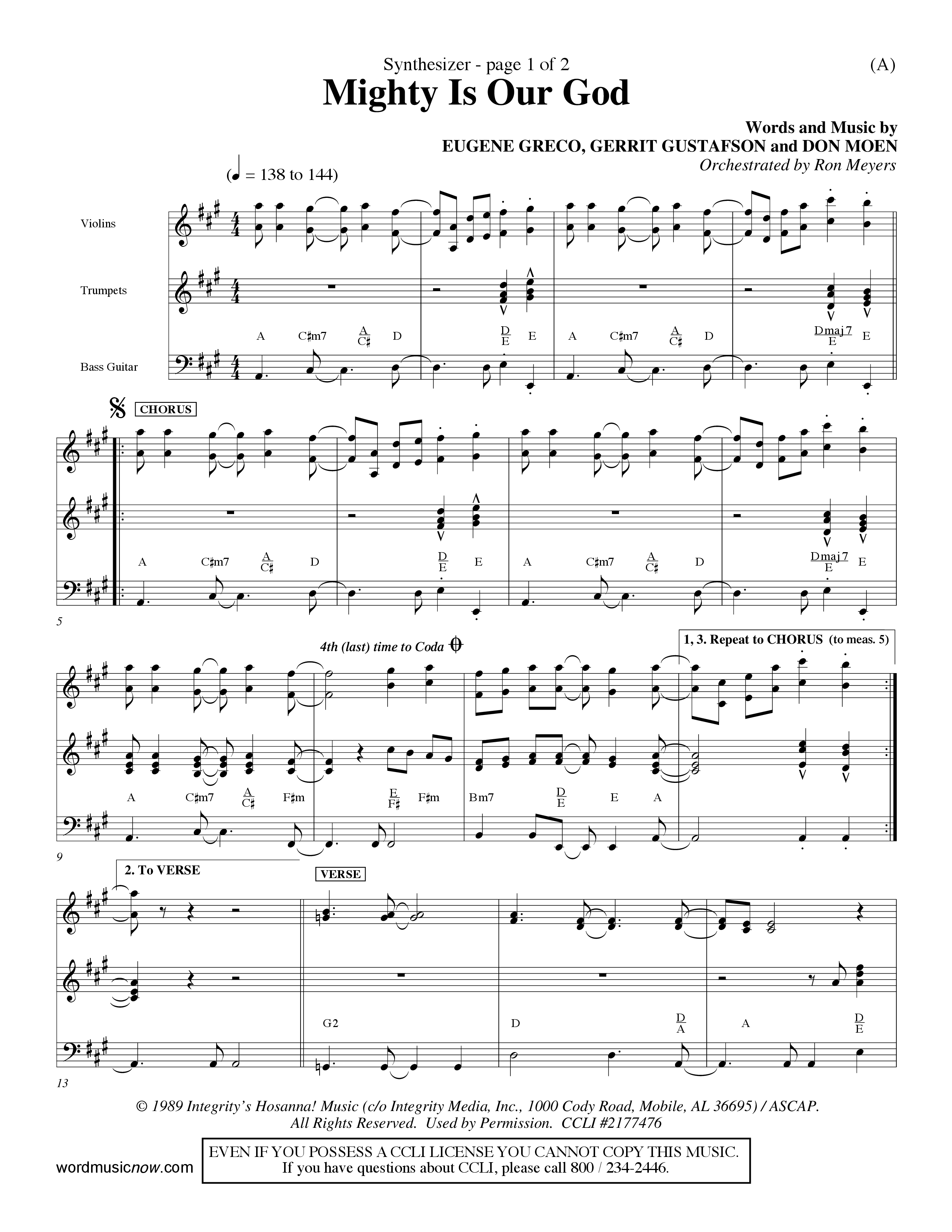 Mighty Is Our God (Choral Anthem SATB) Synth (Word Music Choral / Orch. Ron Meyers)