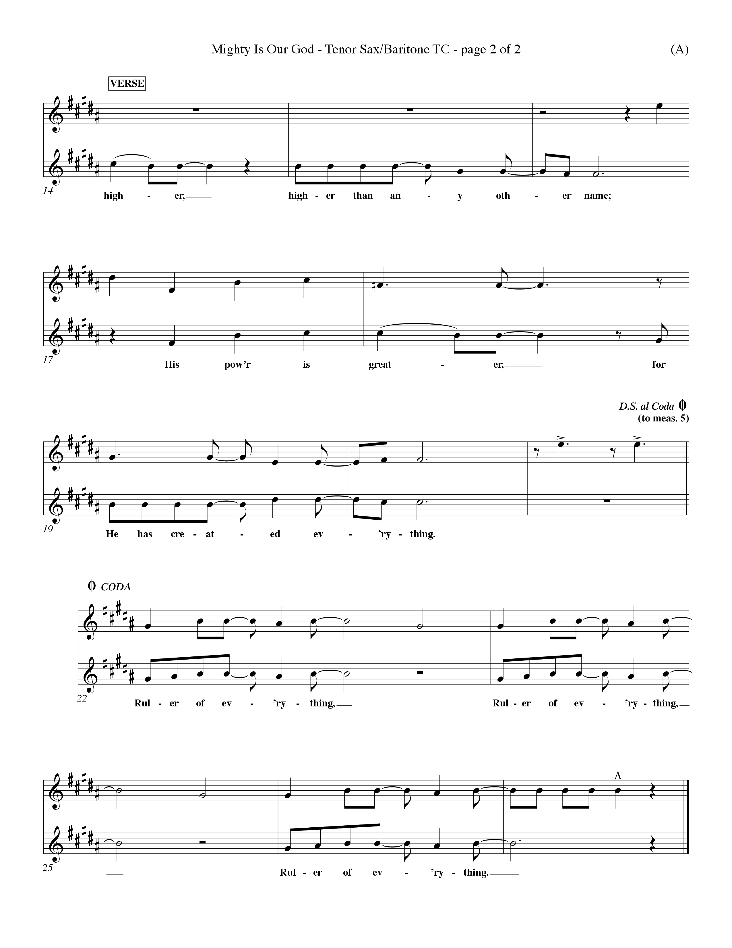 Mighty Is Our God (Choral Anthem SATB) Tenor Sax/Baritone T.C. (Word Music Choral / Orch. Ron Meyers)