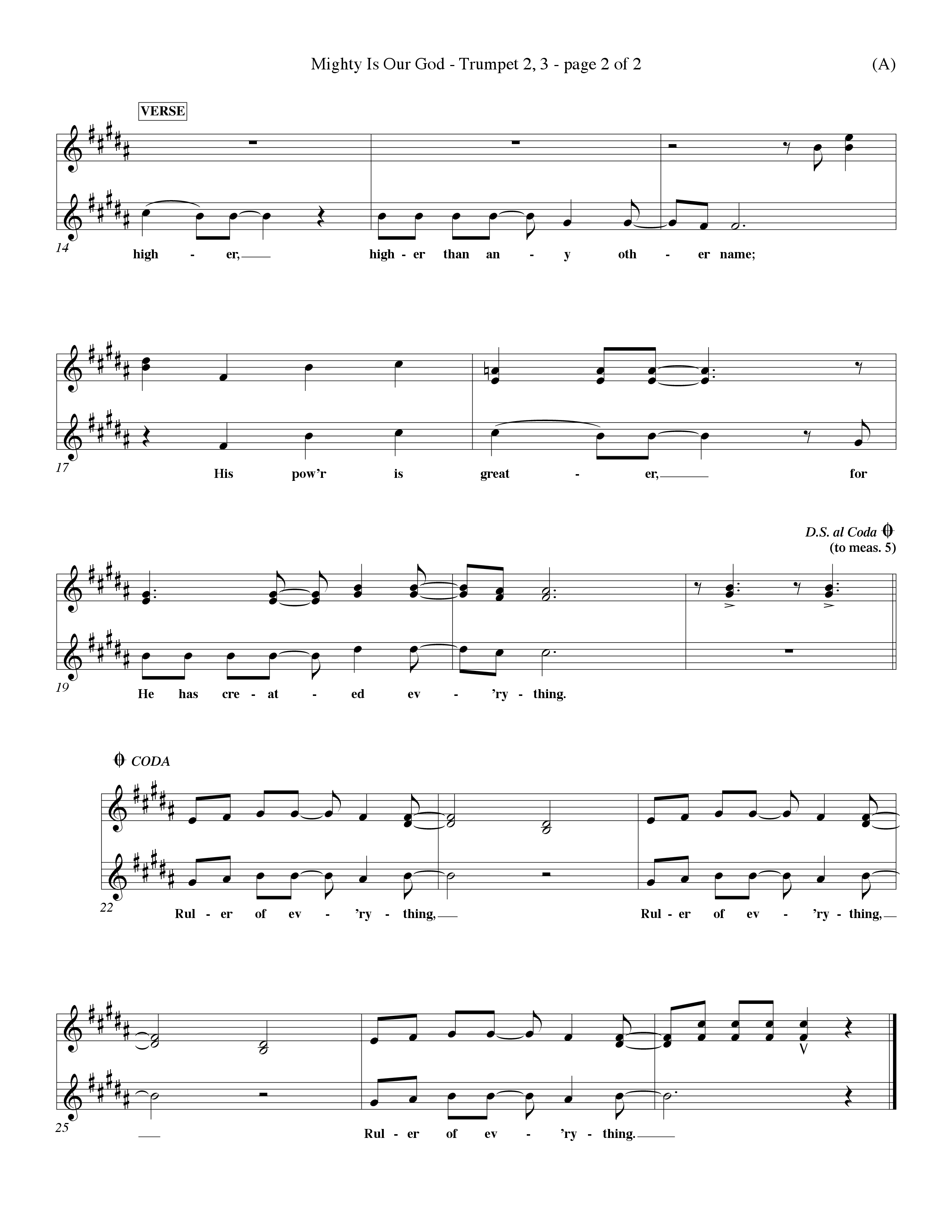 Mighty Is Our God (Choral Anthem SATB) Trumpet 2/3 (Word Music Choral / Orch. Ron Meyers)