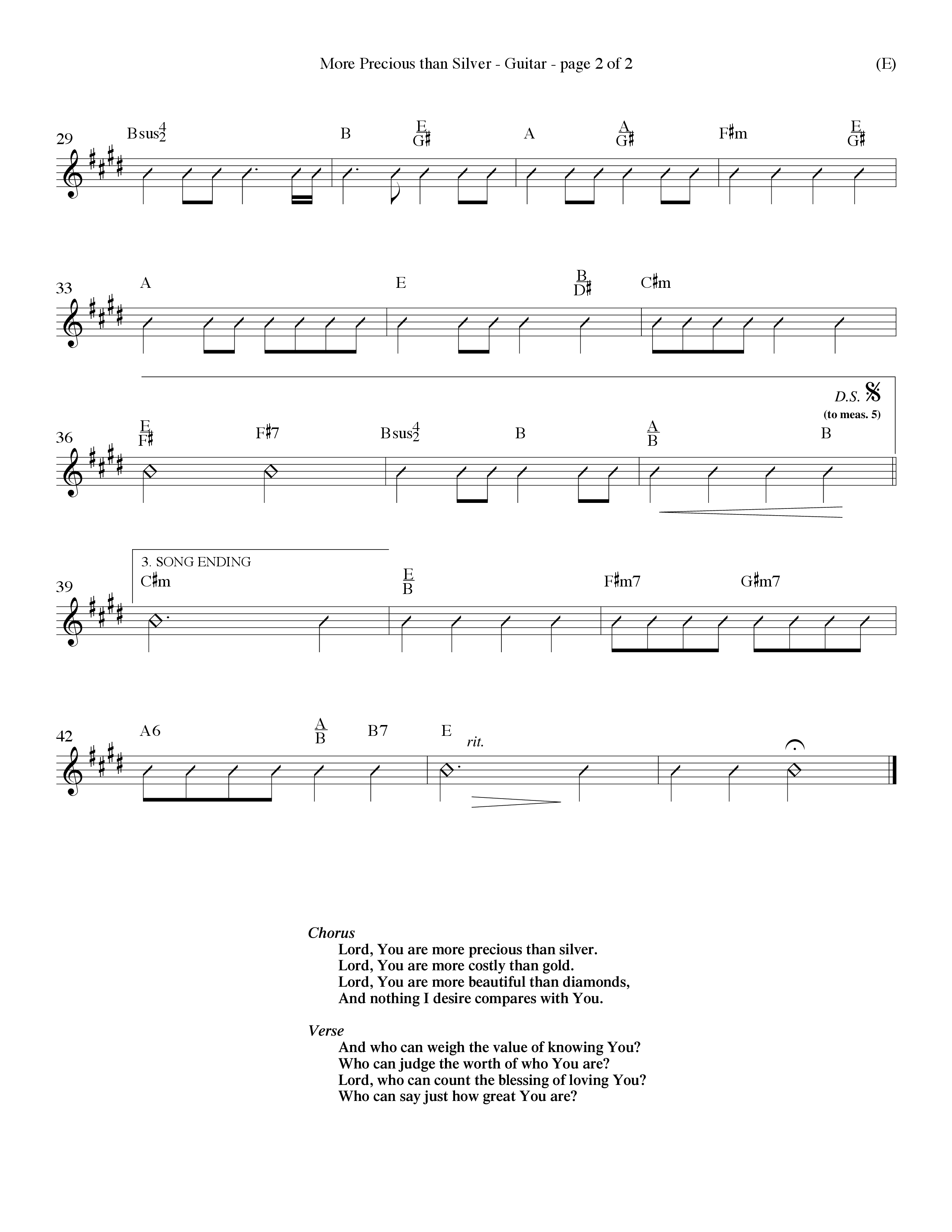 More Precious Than Silver (Choral Anthem SATB) Acoustic Guitar (Word Music Choral / Orch. Michael Lawrence / Orch. Wayne Yankie)