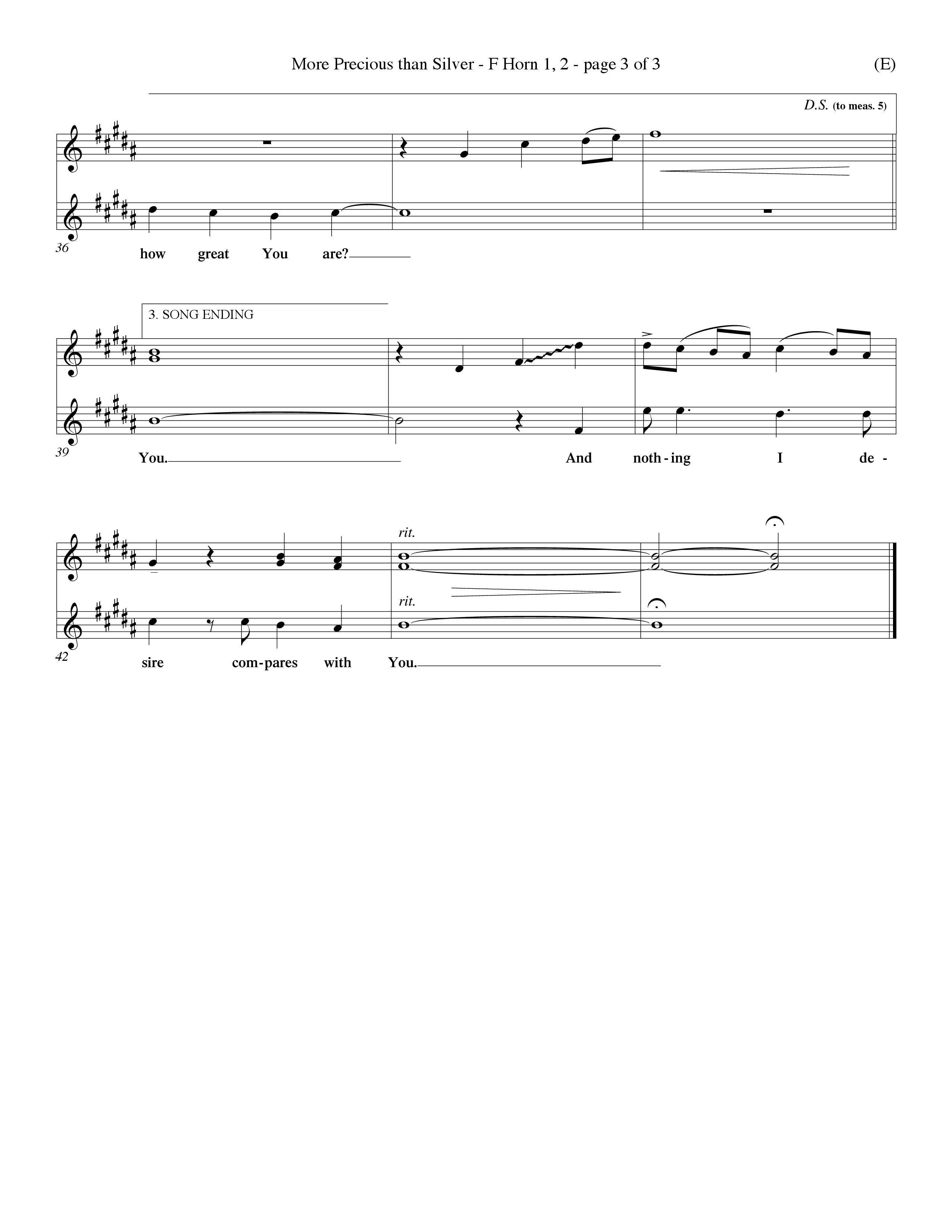 More Precious Than Silver (Choral Anthem SATB) French Horn (Word Music Choral / Orch. Michael Lawrence / Orch. Wayne Yankie)