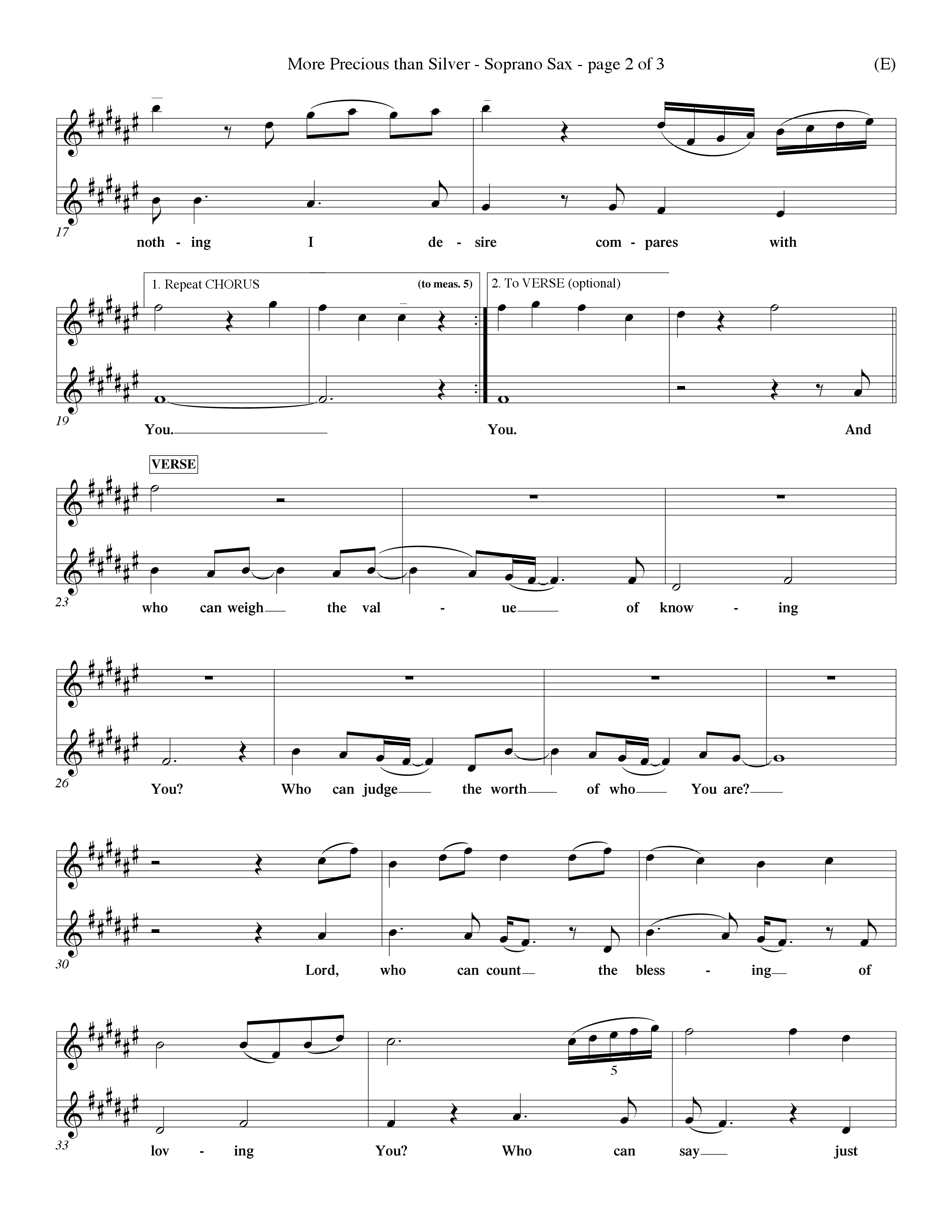 More Precious Than Silver (Choral Anthem SATB) Saxophone (Word Music Choral / Orch. Michael Lawrence / Orch. Wayne Yankie)