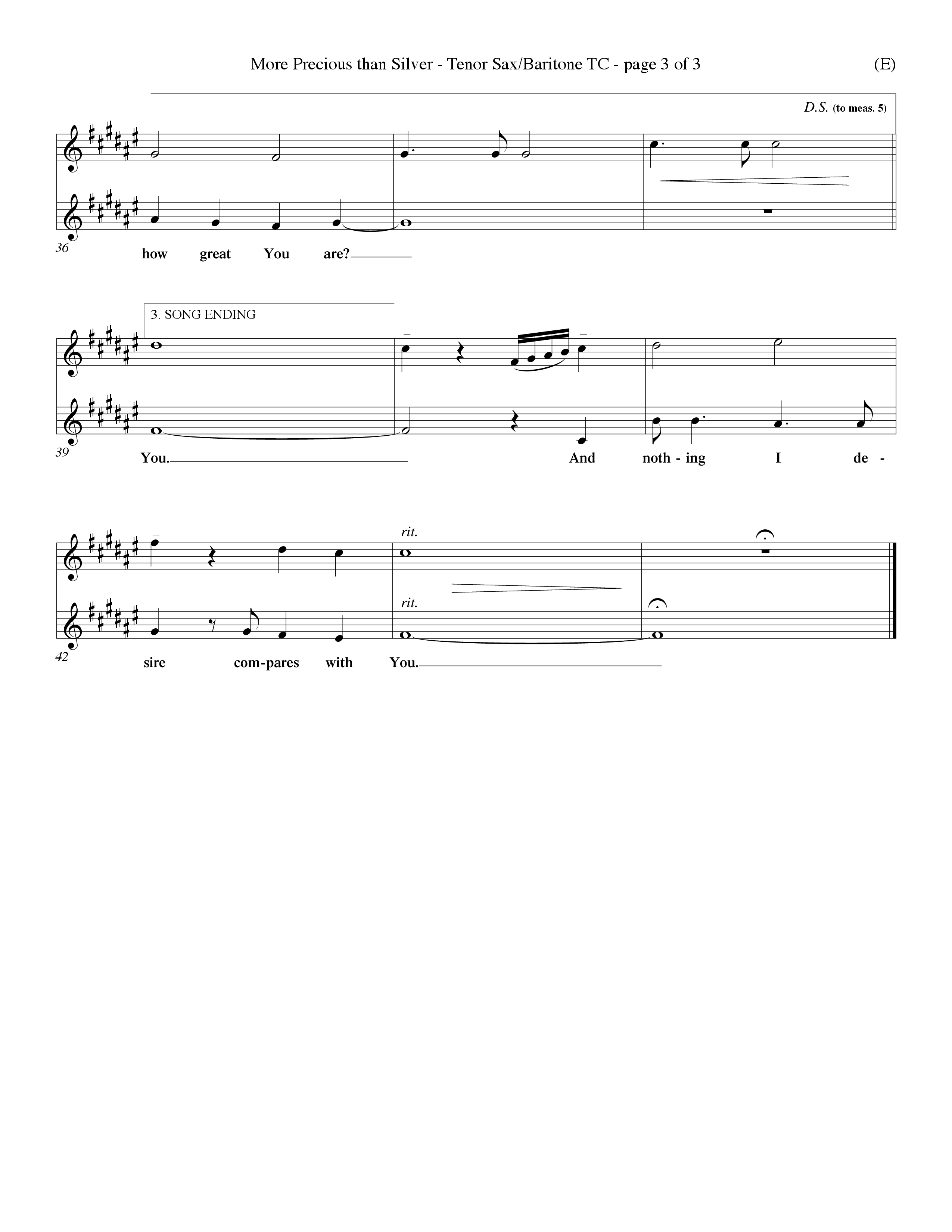 More Precious Than Silver (Choral Anthem SATB) Tenor Sax/Baritone T.C. (Word Music Choral / Orch. Michael Lawrence / Orch. Wayne Yankie)