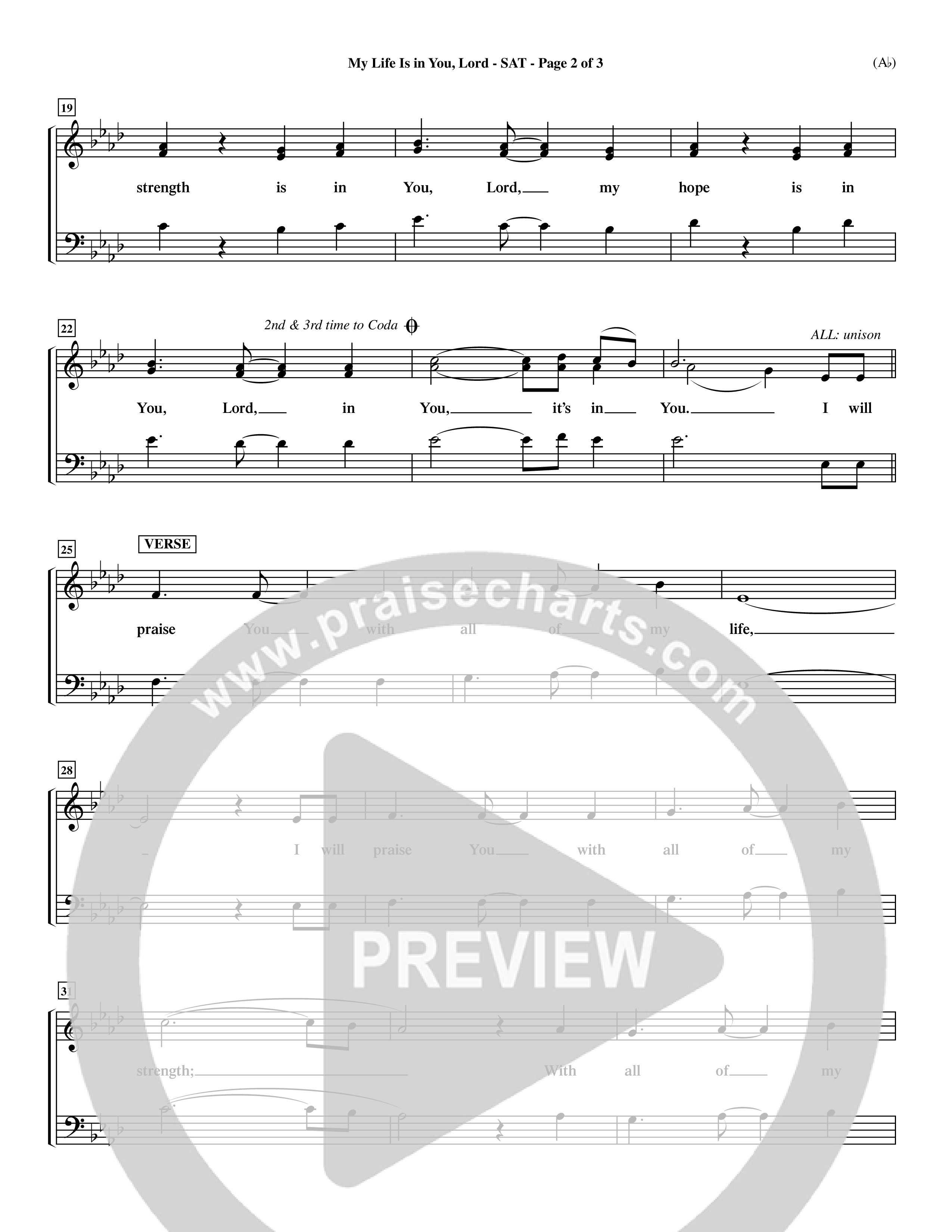 My Life Is In You Lord (Choral Anthem SATB) Lead Sheet (SAT) (Word Music Choral / Orch. Ron Myers / Orch. Andrew High)