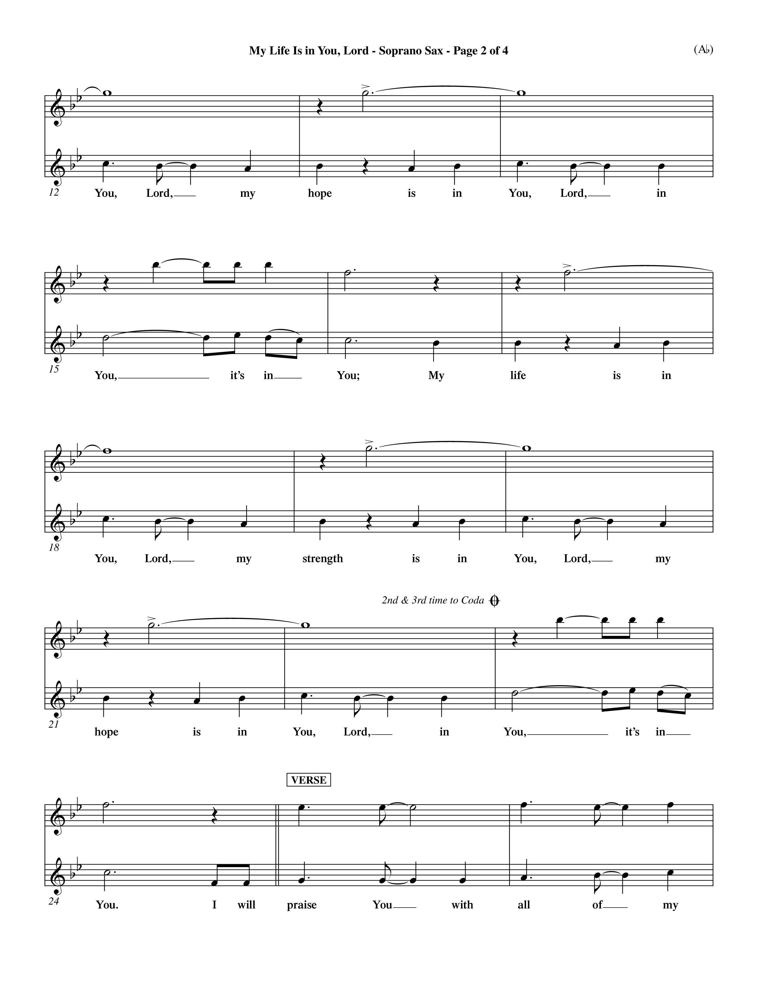 My Life Is In You Lord (Choral Anthem SATB) Saxophone (Word Music Choral / Orch. Ron Myers / Orch. Andrew High)