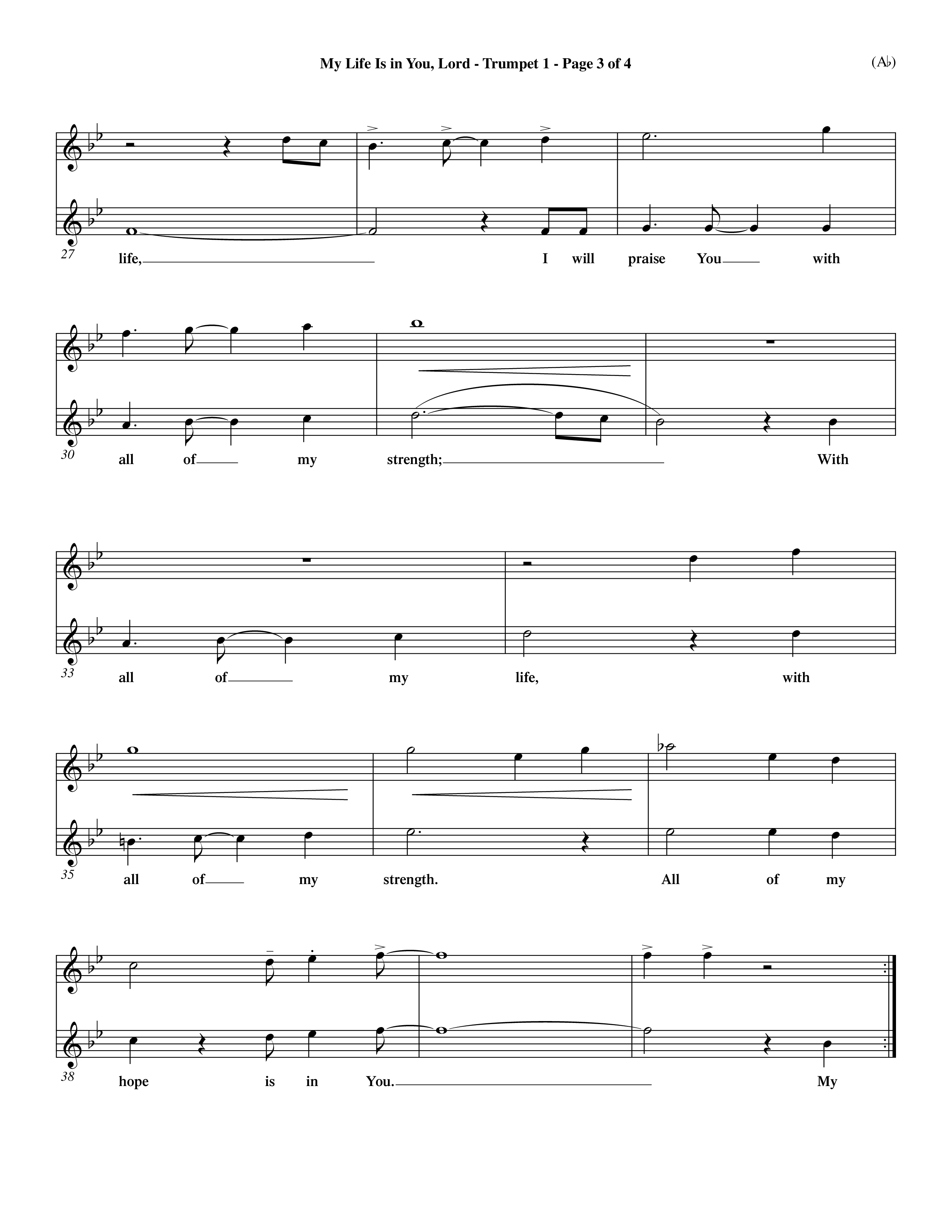 My Life Is In You Lord (Choral Anthem SATB) Trumpet 1 (Word Music Choral / Orch. Ron Myers / Orch. Andrew High)