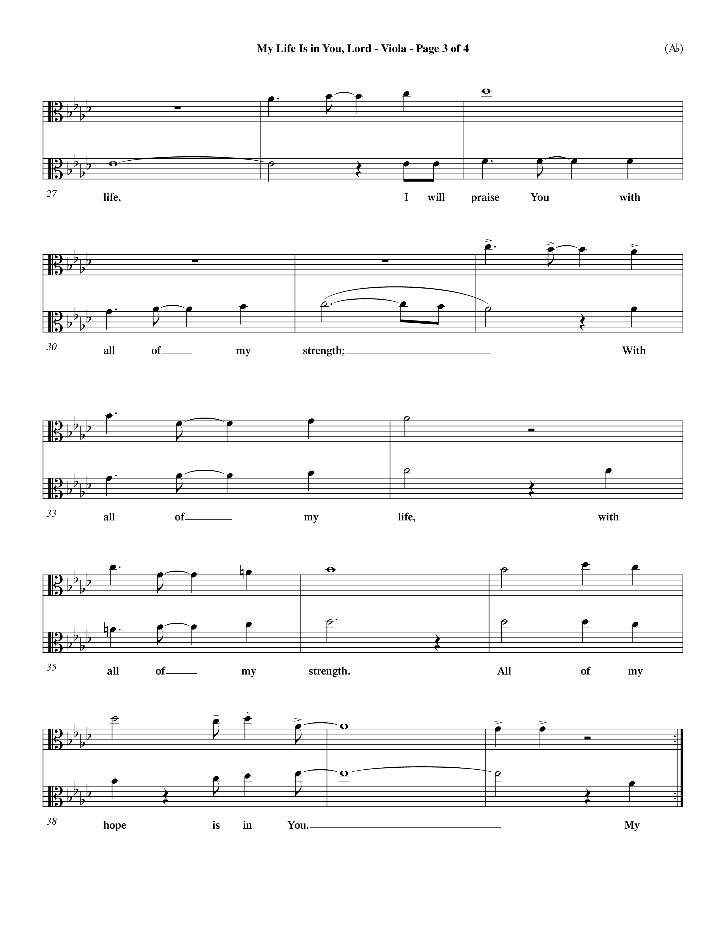 My Life Is In You Lord (Choral Anthem SATB) Viola (Word Music Choral / Orch. Ron Myers / Orch. Andrew High)