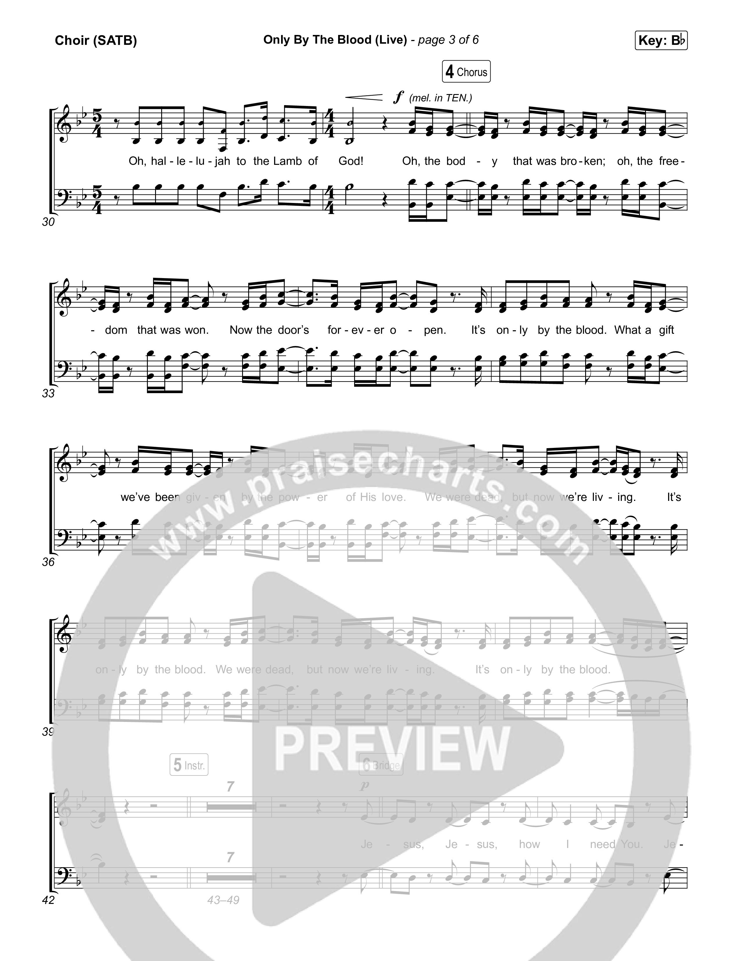Only By The Blood (Live) Choir Sheet (SATB) (Red Rocks Worship / Jake Piland)