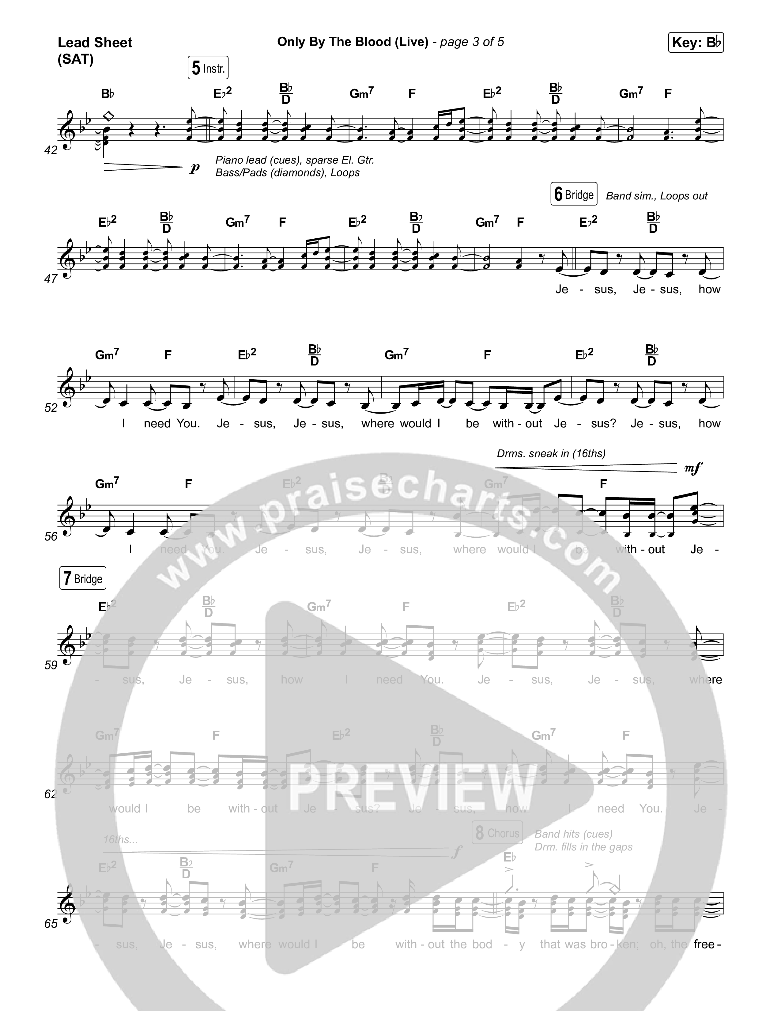 Only By The Blood (Live) Lead Sheet (SAT) (Red Rocks Worship / Jake Piland)