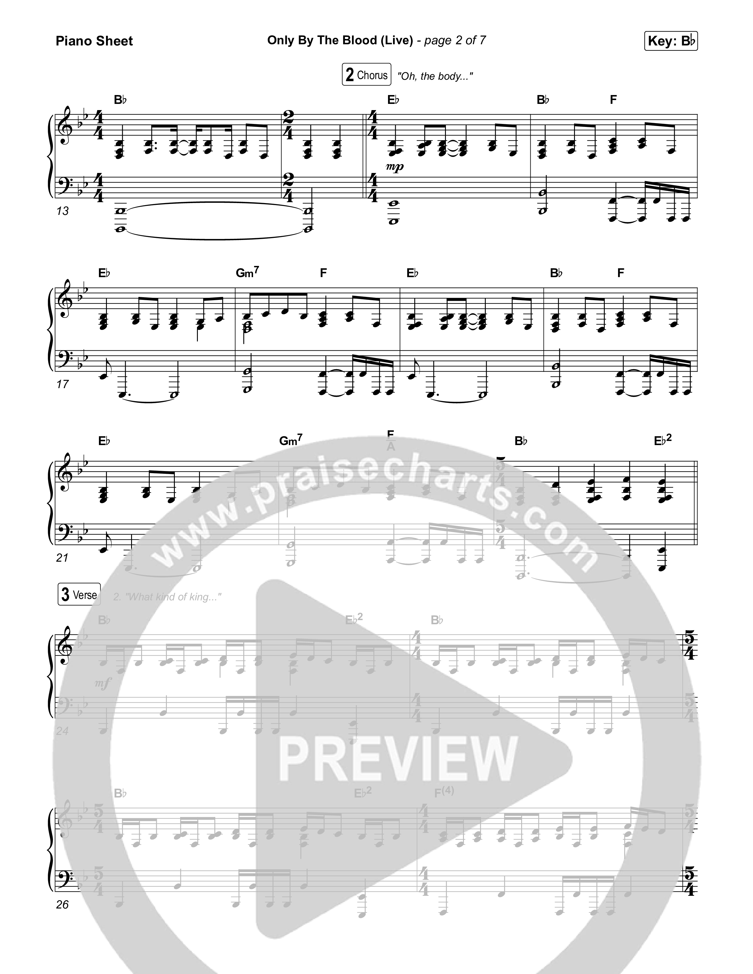 Only By The Blood (Live) Piano Sheet (Red Rocks Worship / Jake Piland)