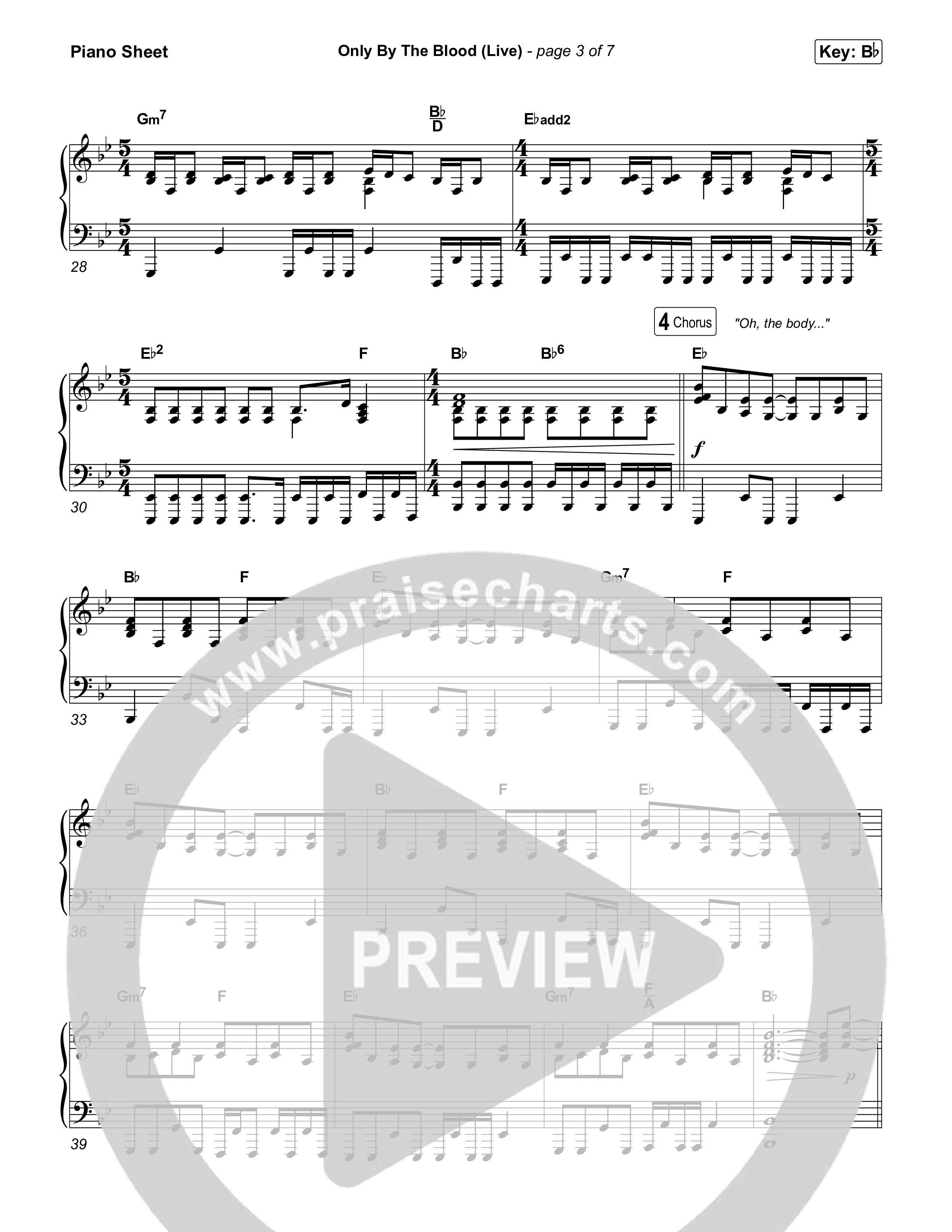 Only By The Blood (Live) Piano Sheet (Red Rocks Worship / Jake Piland)