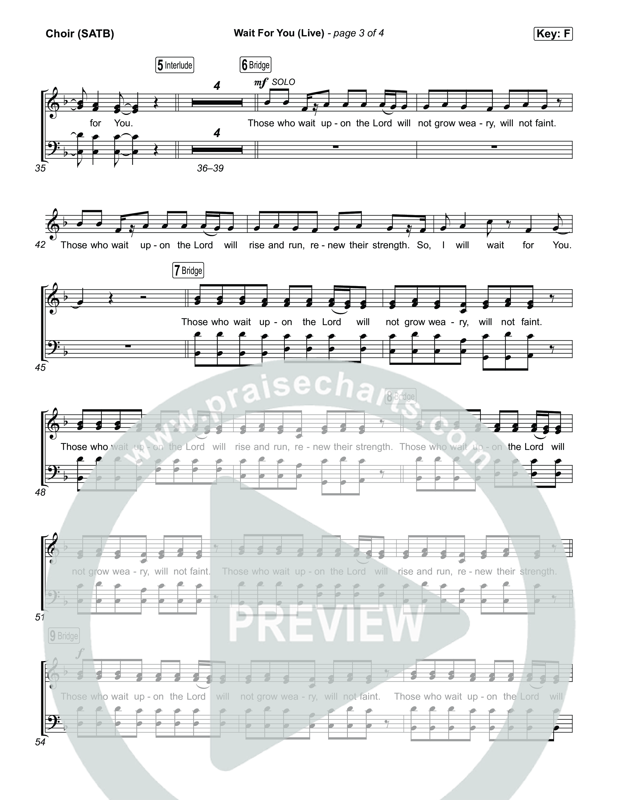 Wait For You (Live) Choir Sheet (SATB) (Red Rocks Worship / Sidney Bakken)