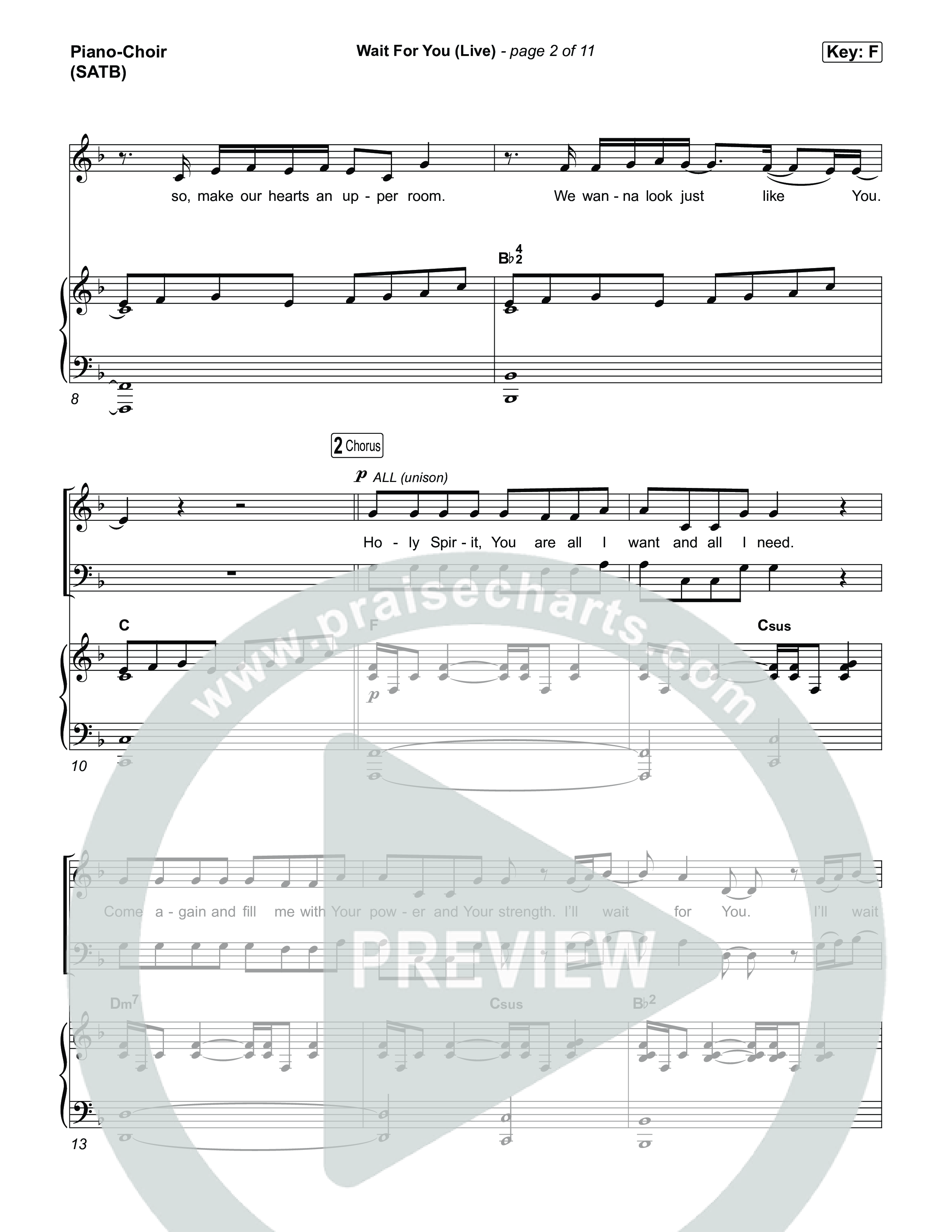 Wait For You (Live) Piano/Vocal Pack (Red Rocks Worship / Sidney Bakken)