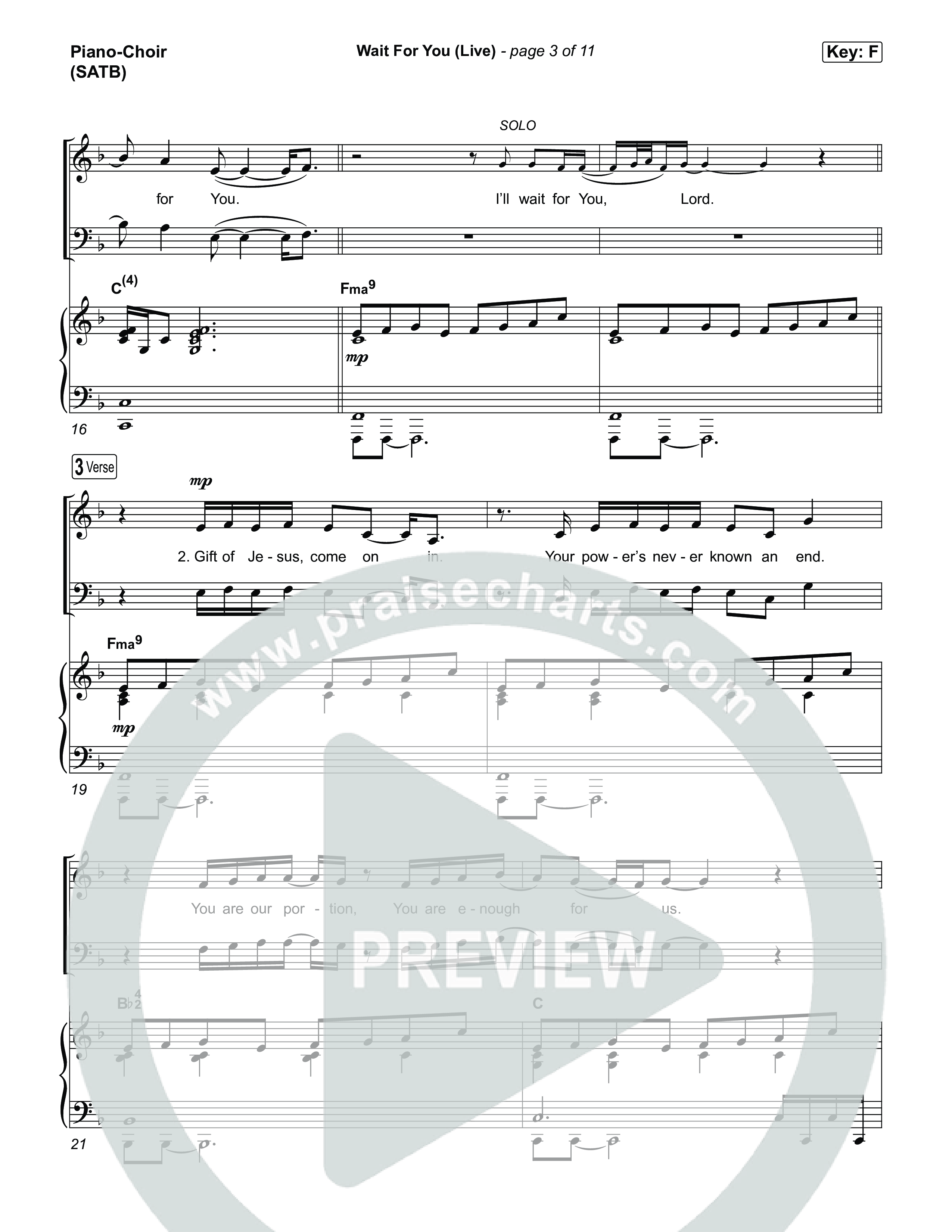 Wait For You (Live) Piano/Vocal Pack (Red Rocks Worship / Sidney Bakken)