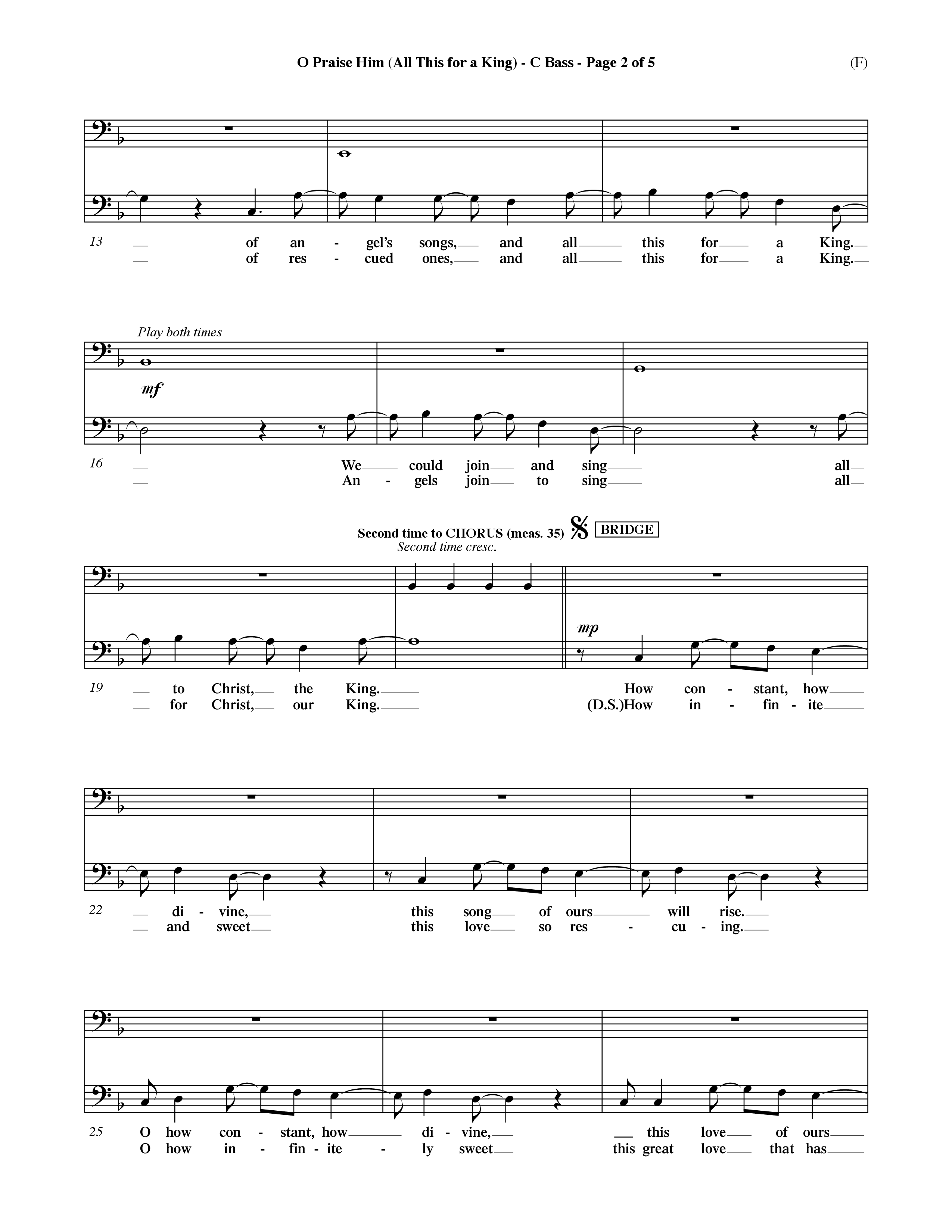 O Praise Him (Choral Anthem SATB) Contrabass (Word Music Choral / Orch. David Winkler)