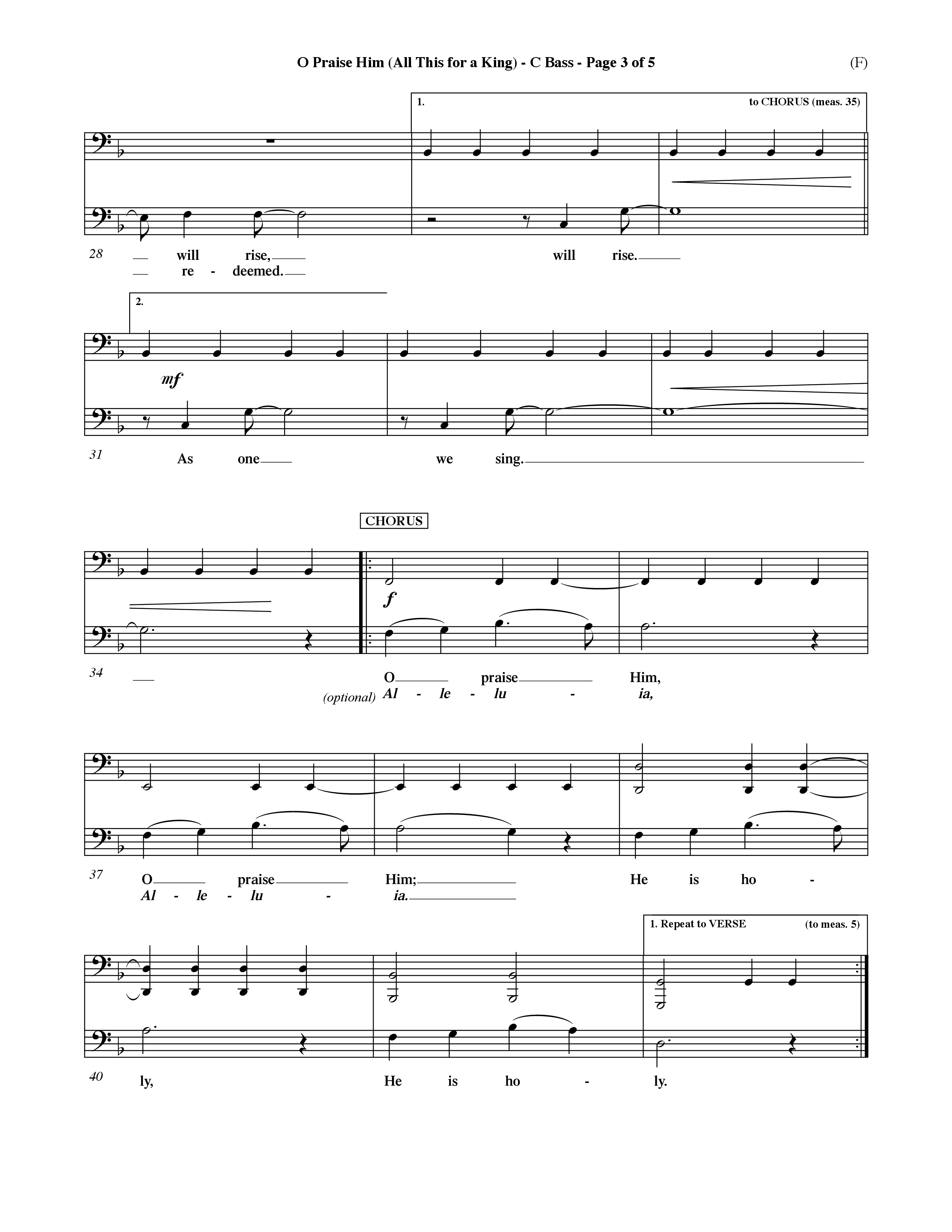 O Praise Him (Choral Anthem SATB) Contrabass (Word Music Choral / Orch. David Winkler)