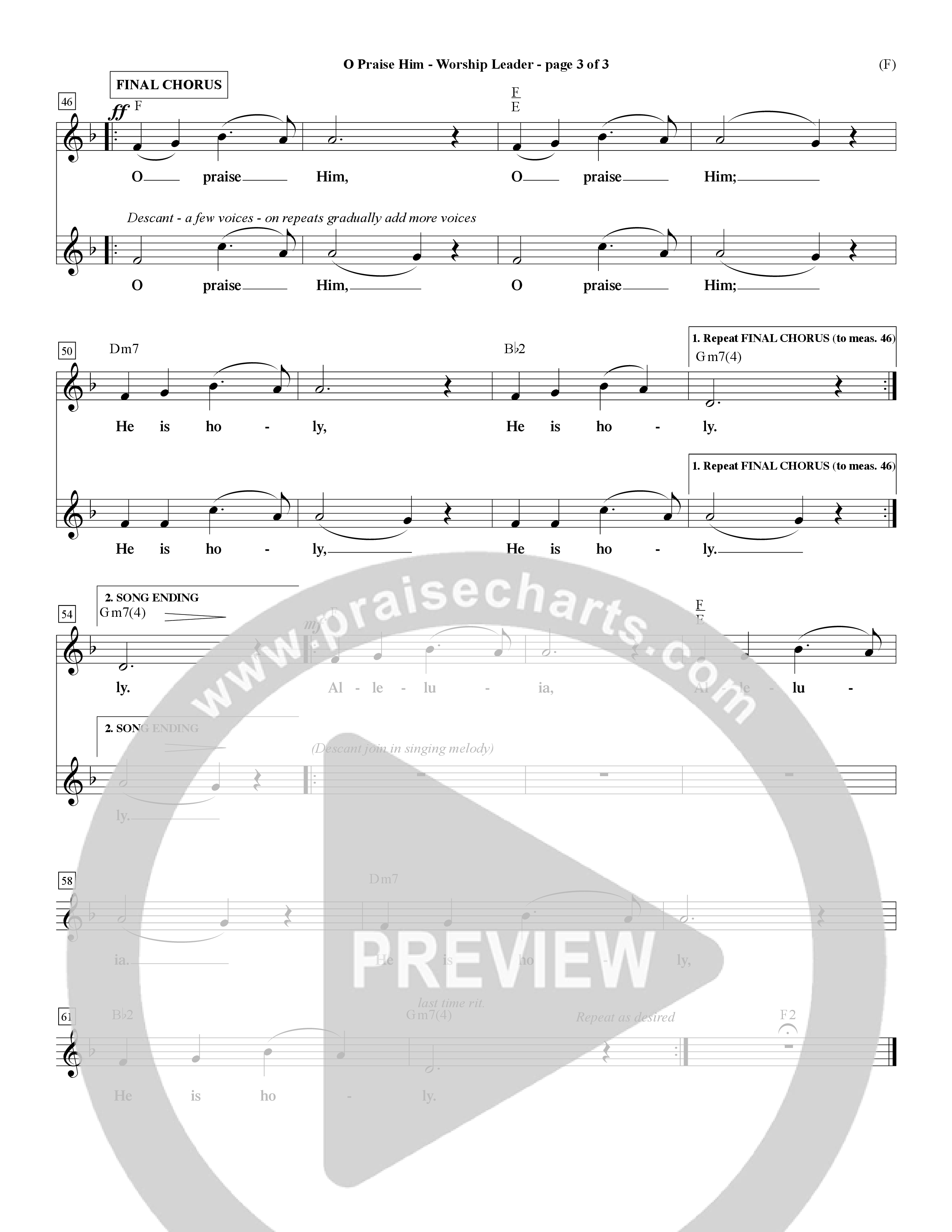 O Praise Him (Choral Anthem SATB) Lead Sheet (Mel) (Word Music Choral / Orch. David Winkler)