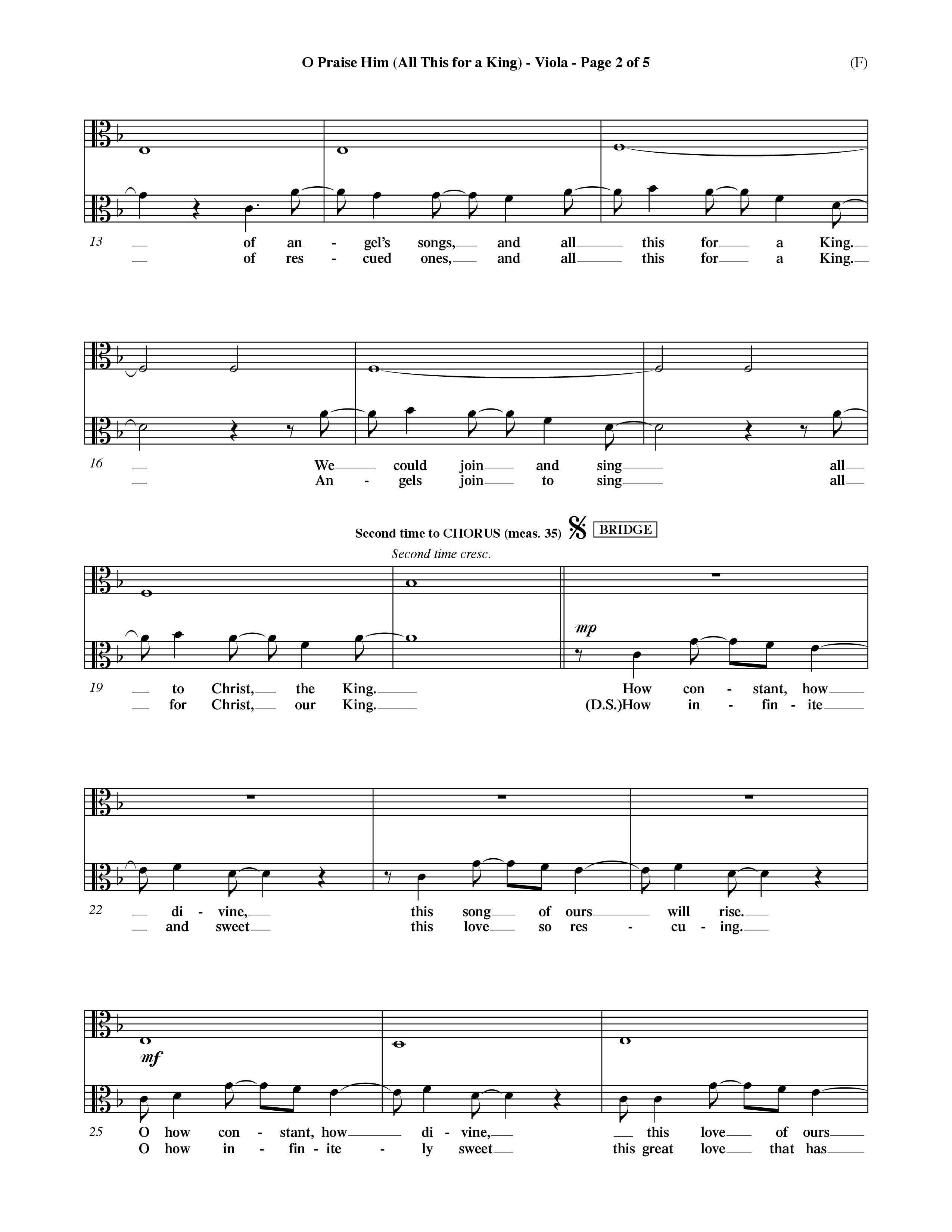 O Praise Him (Choral Anthem SATB) Viola (Word Music Choral / Orch. David Winkler)