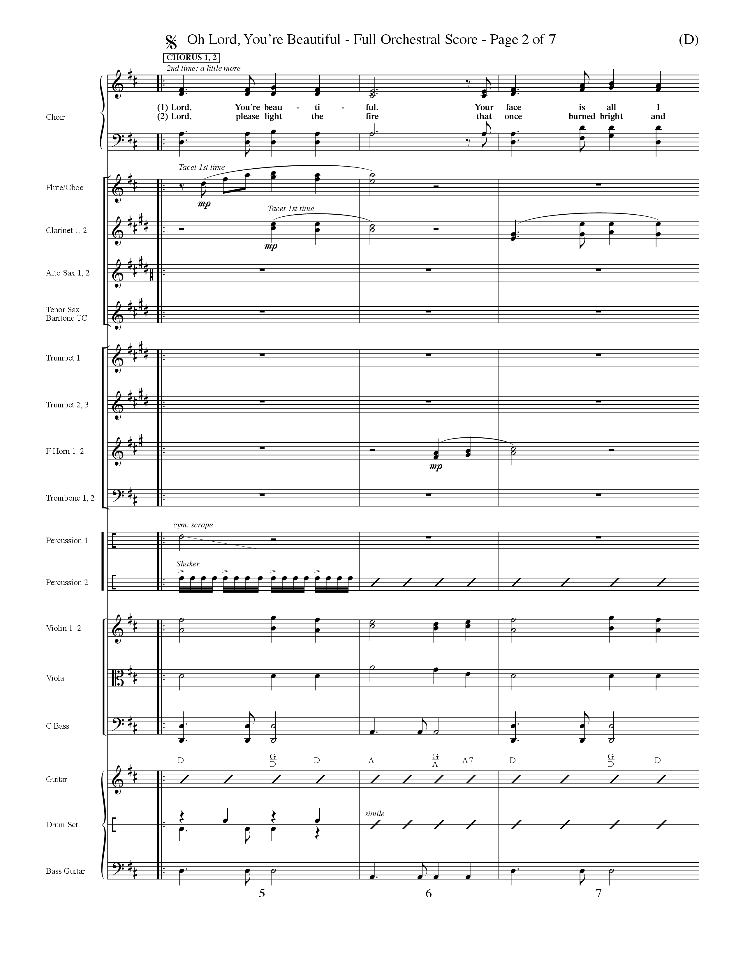 Oh Lord You're Beautiful (Choral Anthem SATB) Orchestration (Word Music Choral / Orch. Paul Nelson)