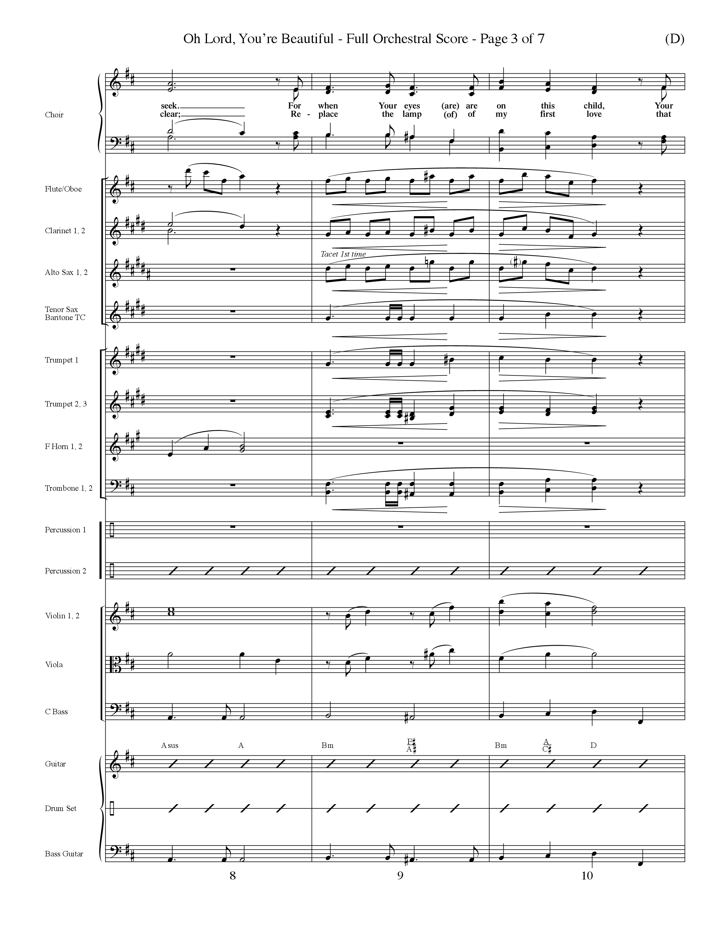 Oh Lord You're Beautiful (Choral Anthem SATB) Orchestration (Word Music Choral / Orch. Paul Nelson)