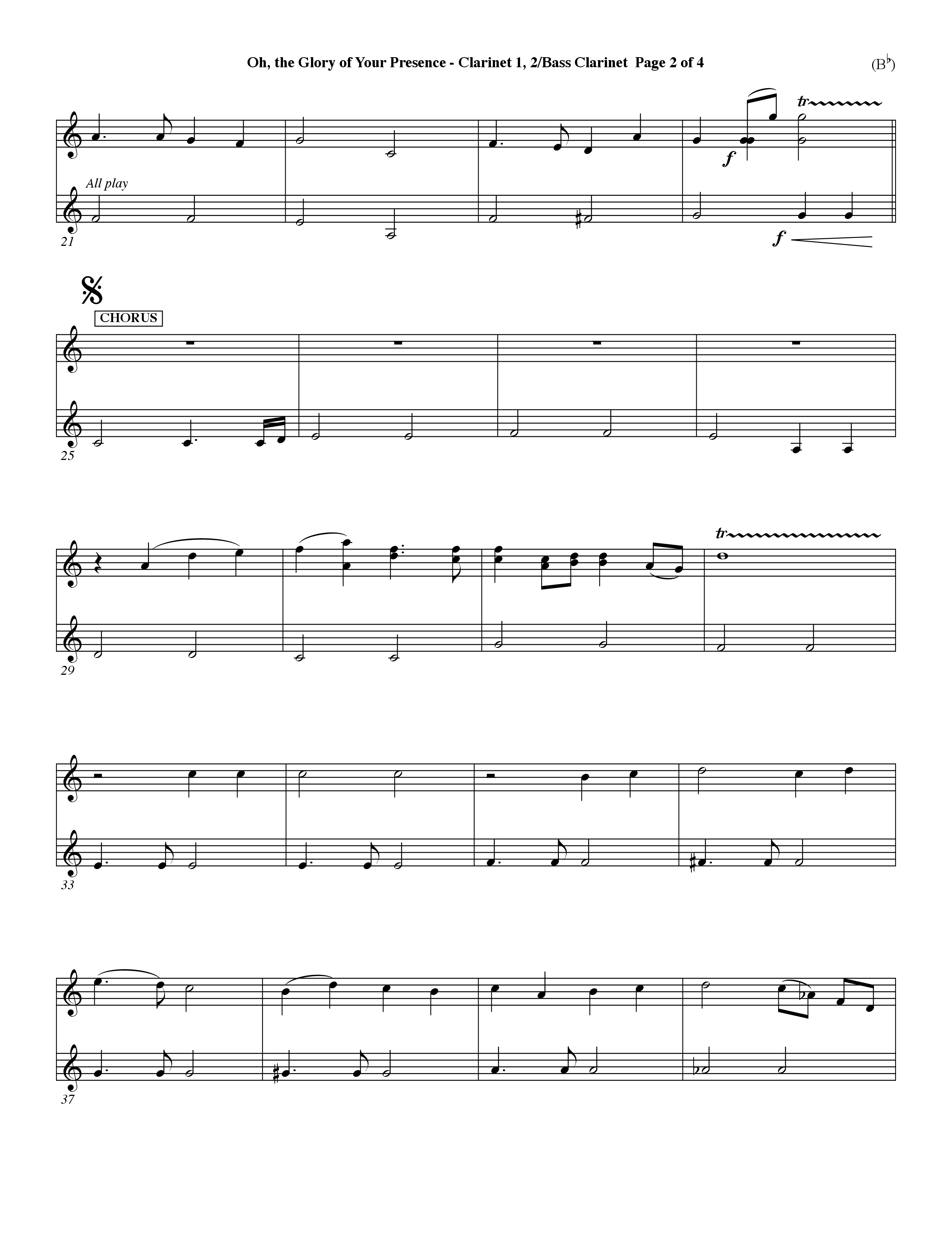 Oh The Glory Of Your Presence (Choral Anthem SATB) Clarinet 1/2, Bass Clarinet (Word Music Choral / Orch. David Winkler)