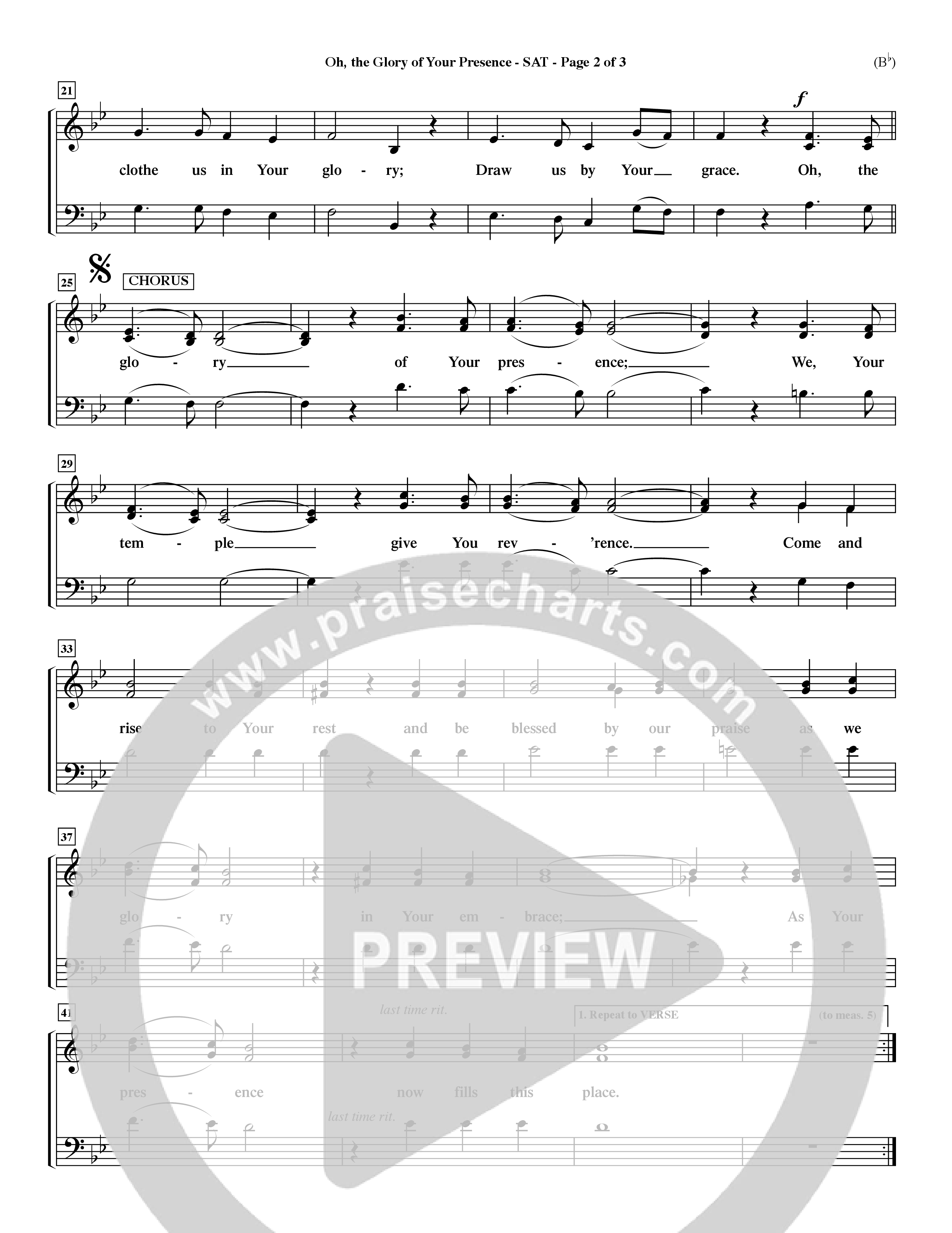 Oh The Glory Of Your Presence (Choral Anthem SATB) Lead Sheet (SAT) (Word Music Choral / Orch. David Winkler)