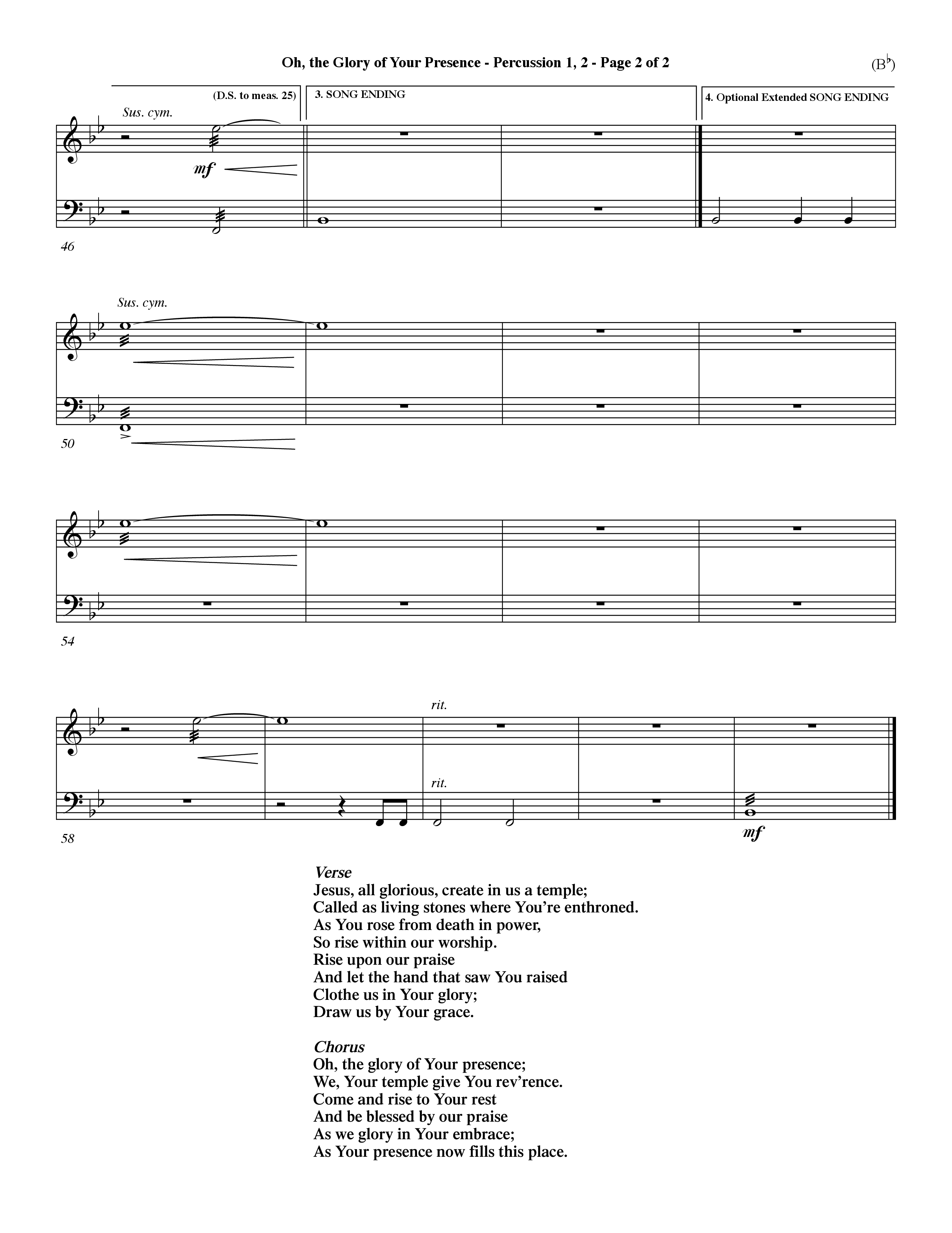 Oh The Glory Of Your Presence (Choral Anthem SATB) Percussion 1/2 (Word Music Choral / Orch. David Winkler)