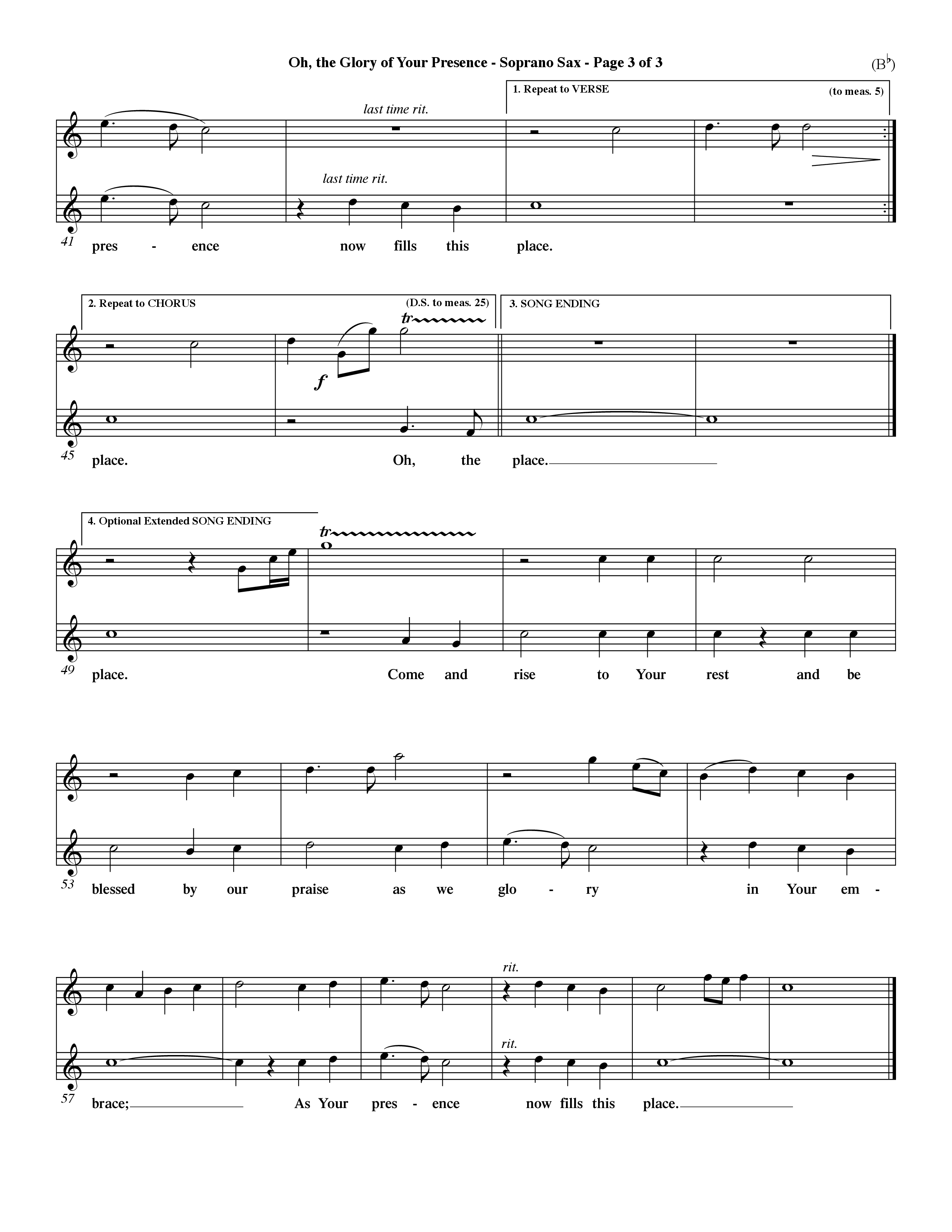 Oh The Glory Of Your Presence (Choral Anthem SATB) Saxophone (Word Music Choral / Orch. David Winkler)