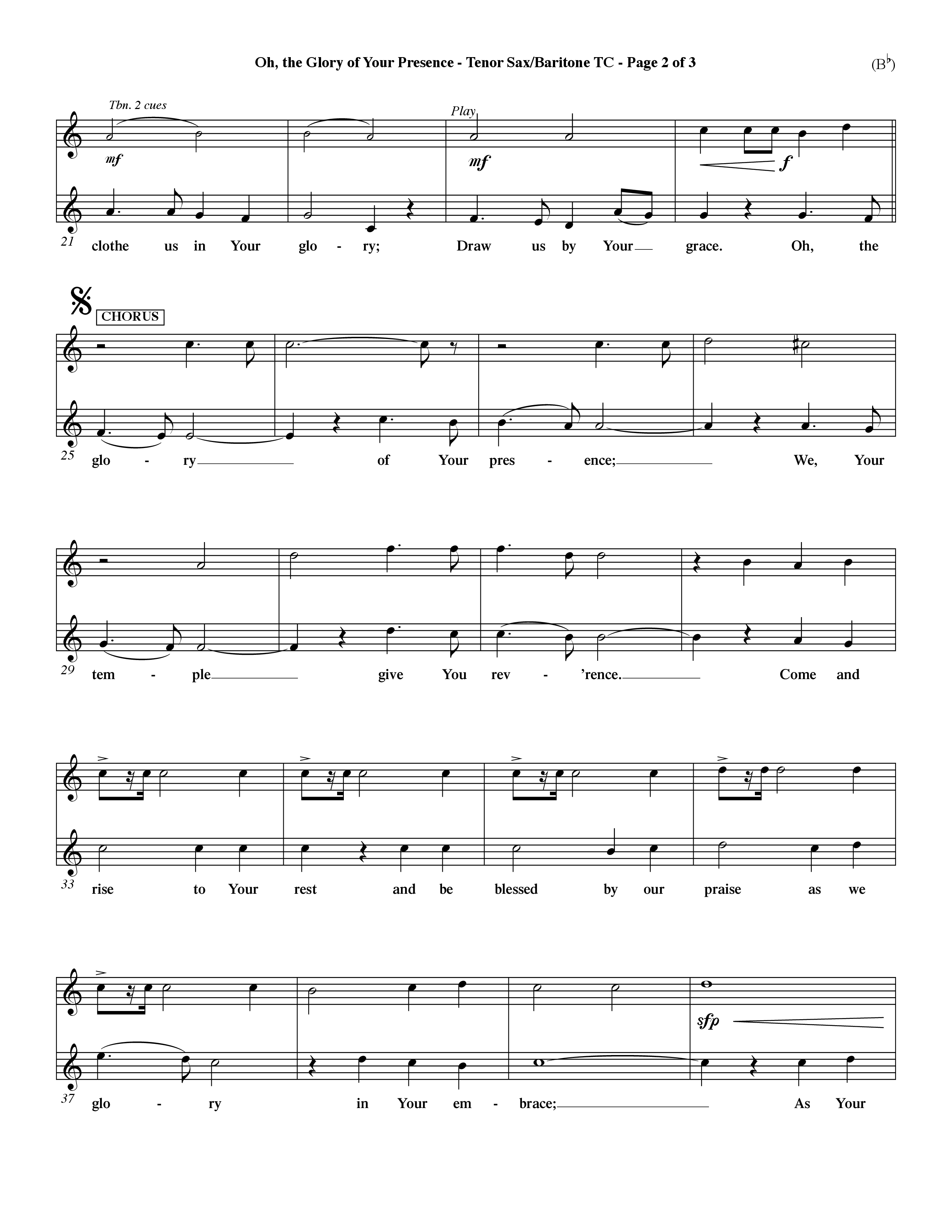 Oh The Glory Of Your Presence (Choral Anthem SATB) Tenor Sax/Baritone T.C. (Word Music Choral / Orch. David Winkler)