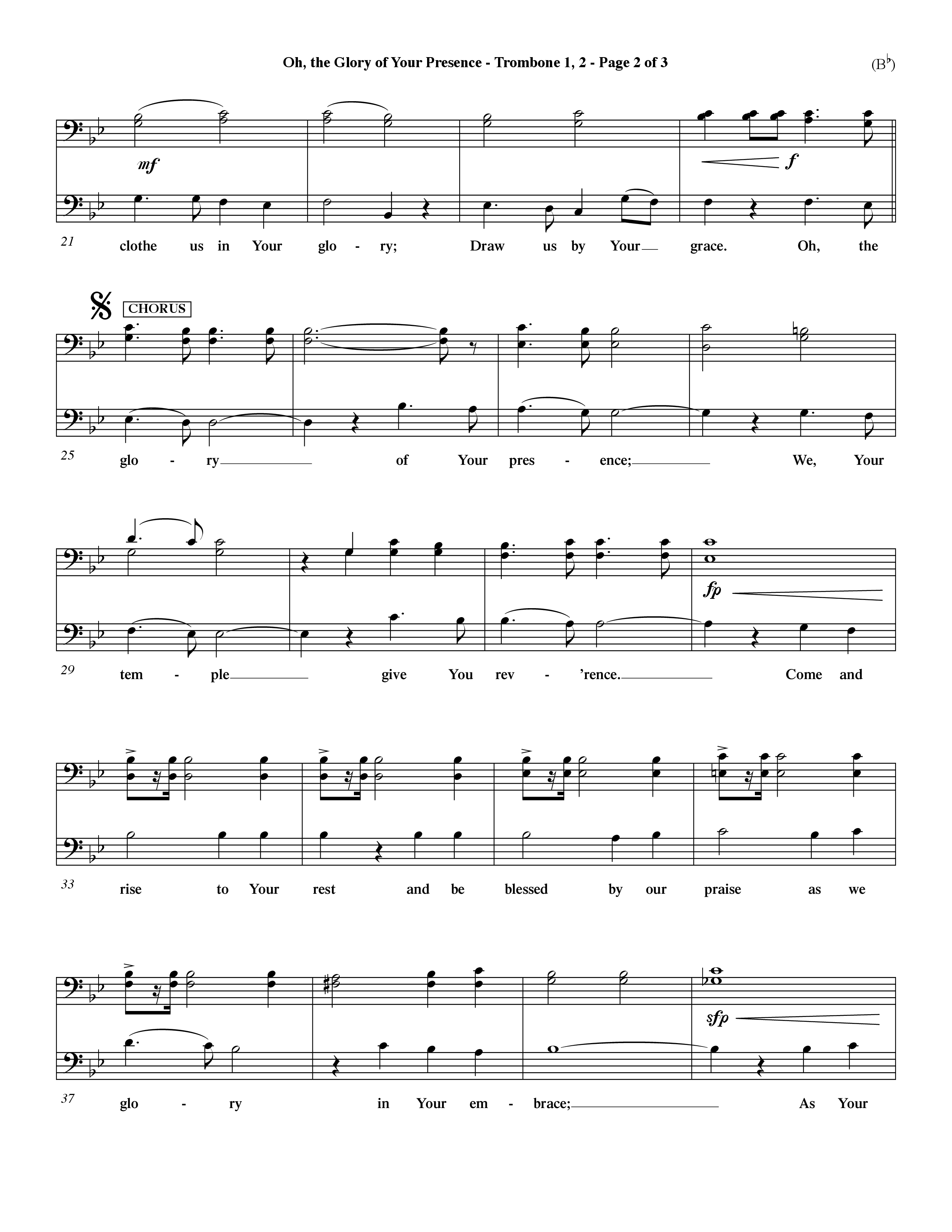 Oh The Glory Of Your Presence (Choral Anthem SATB) Trombone 1/2 (Word Music Choral / Orch. David Winkler)