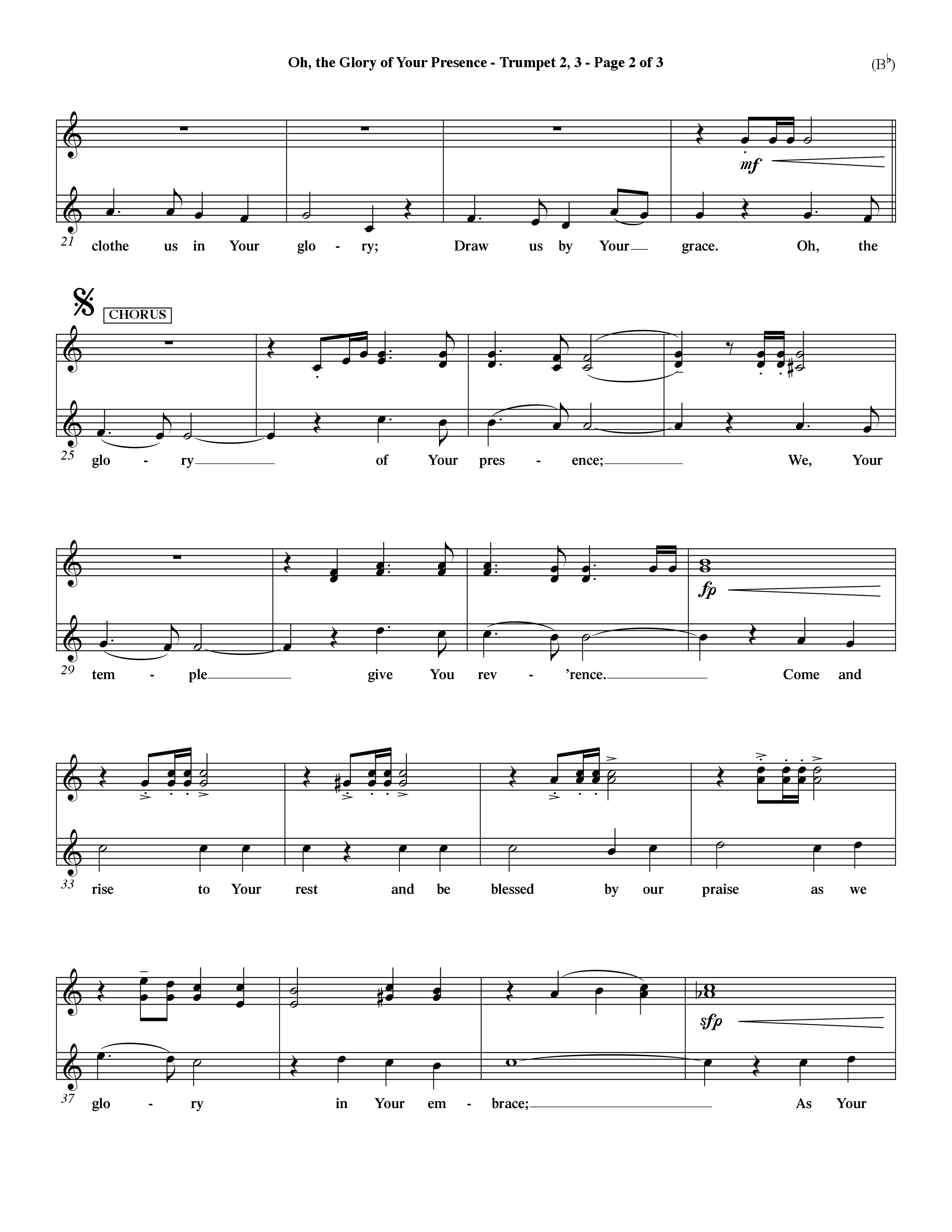 Oh The Glory Of Your Presence (Choral Anthem SATB) Trumpet 2/3 (Word Music Choral / Orch. David Winkler)