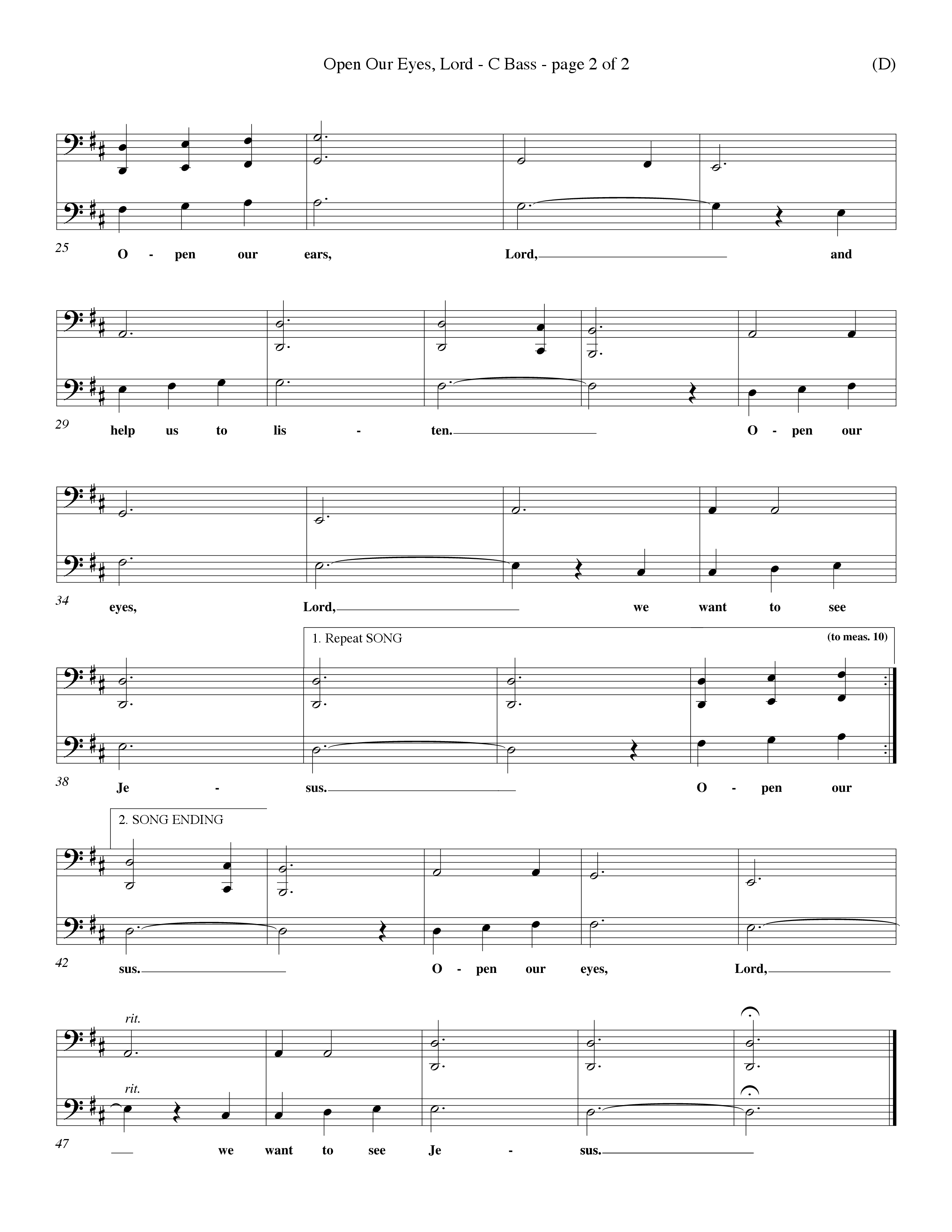 Open Our Eyes (Choral Anthem SATB) Contrabass (Word Music Choral / Orch. David Winkler / Orch. Wayne Yankie)