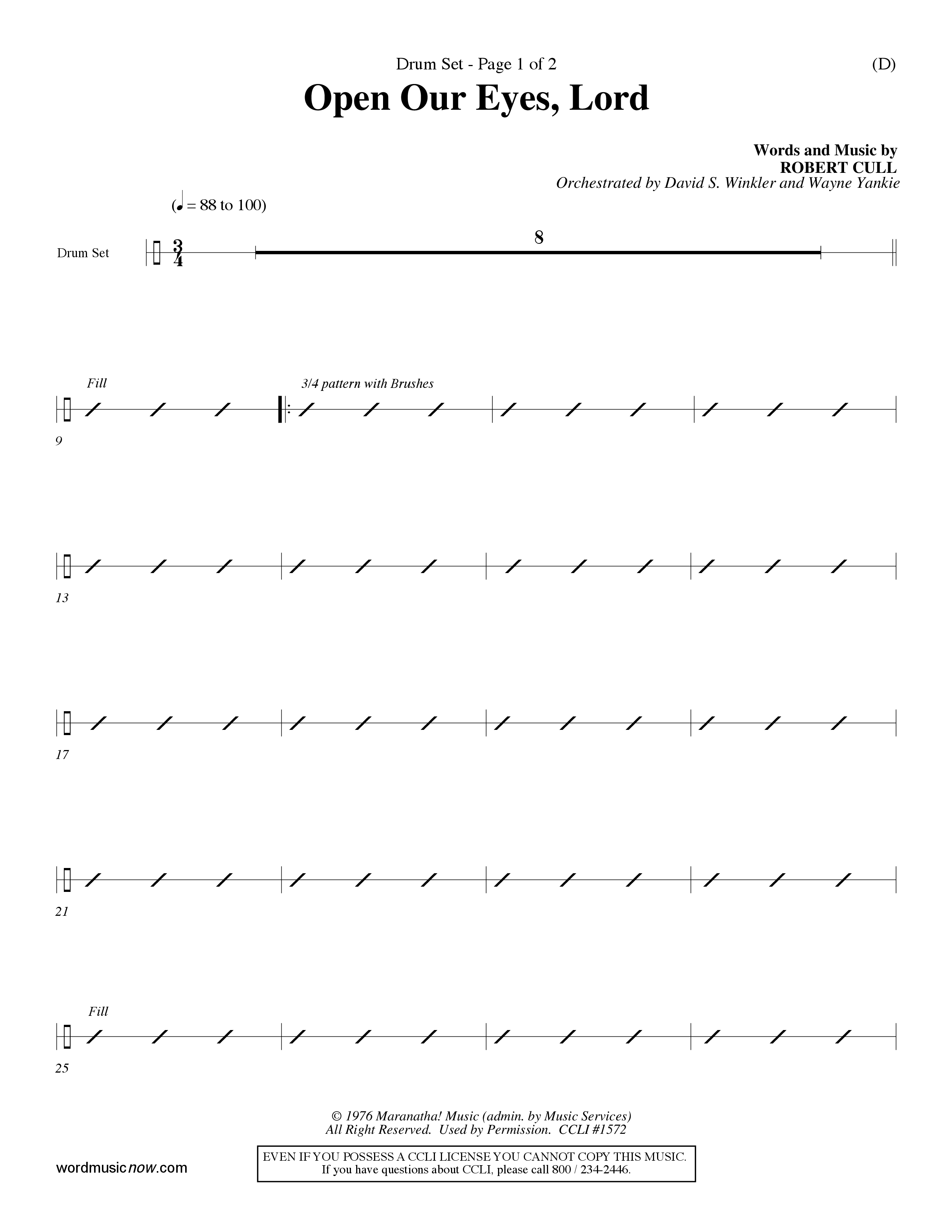 Open Our Eyes (Choral Anthem SATB) Drum Set (Word Music Choral / Orch. David Winkler / Orch. Wayne Yankie)