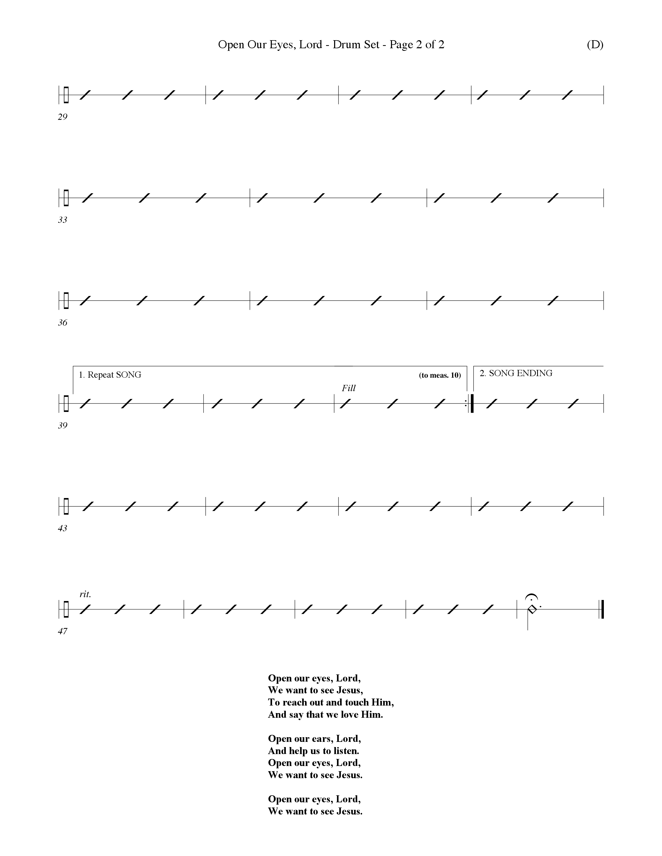 Open Our Eyes (Choral Anthem SATB) Drum Set (Word Music Choral / Orch. David Winkler / Orch. Wayne Yankie)