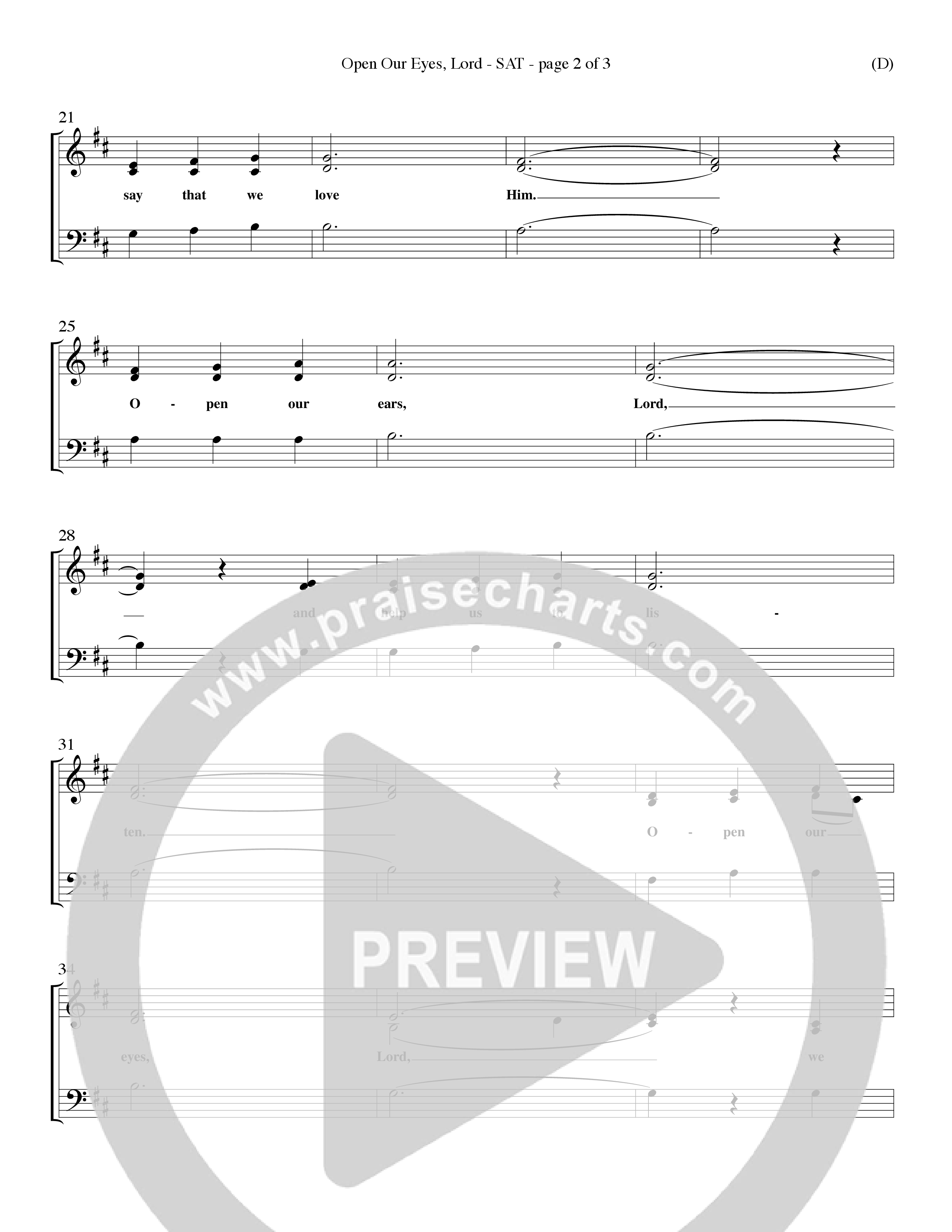 Open Our Eyes (Choral Anthem SATB) Lead Sheet (SAT) (Word Music Choral / Orch. David Winkler / Orch. Wayne Yankie)