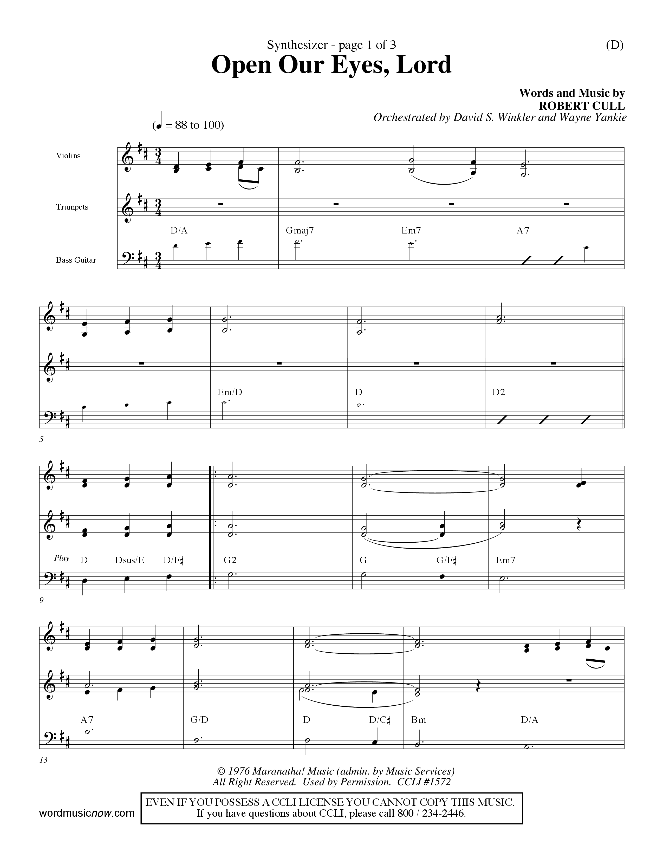 Open Our Eyes (Choral Anthem SATB) Synth (Word Music Choral / Orch. David Winkler / Orch. Wayne Yankie)
