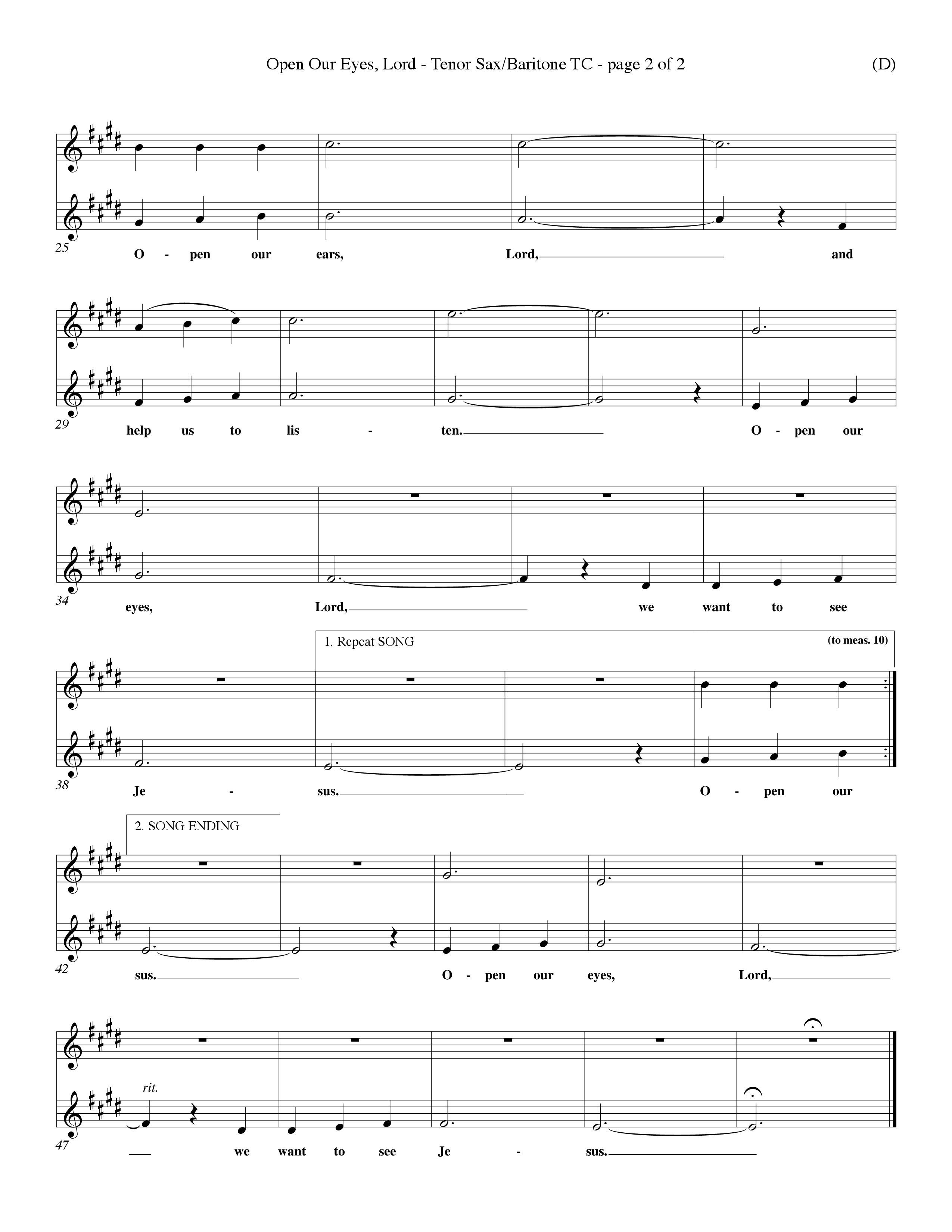 Open Our Eyes (Choral Anthem SATB) Tenor Sax/Baritone T.C. (Word Music Choral / Orch. David Winkler / Orch. Wayne Yankie)