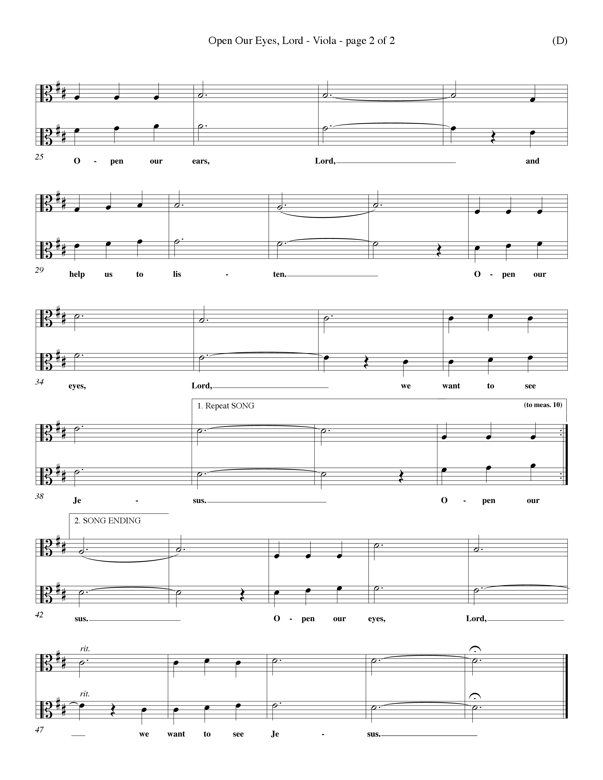 Open Our Eyes (Choral Anthem SATB) Viola (Word Music Choral / Orch. David Winkler / Orch. Wayne Yankie)