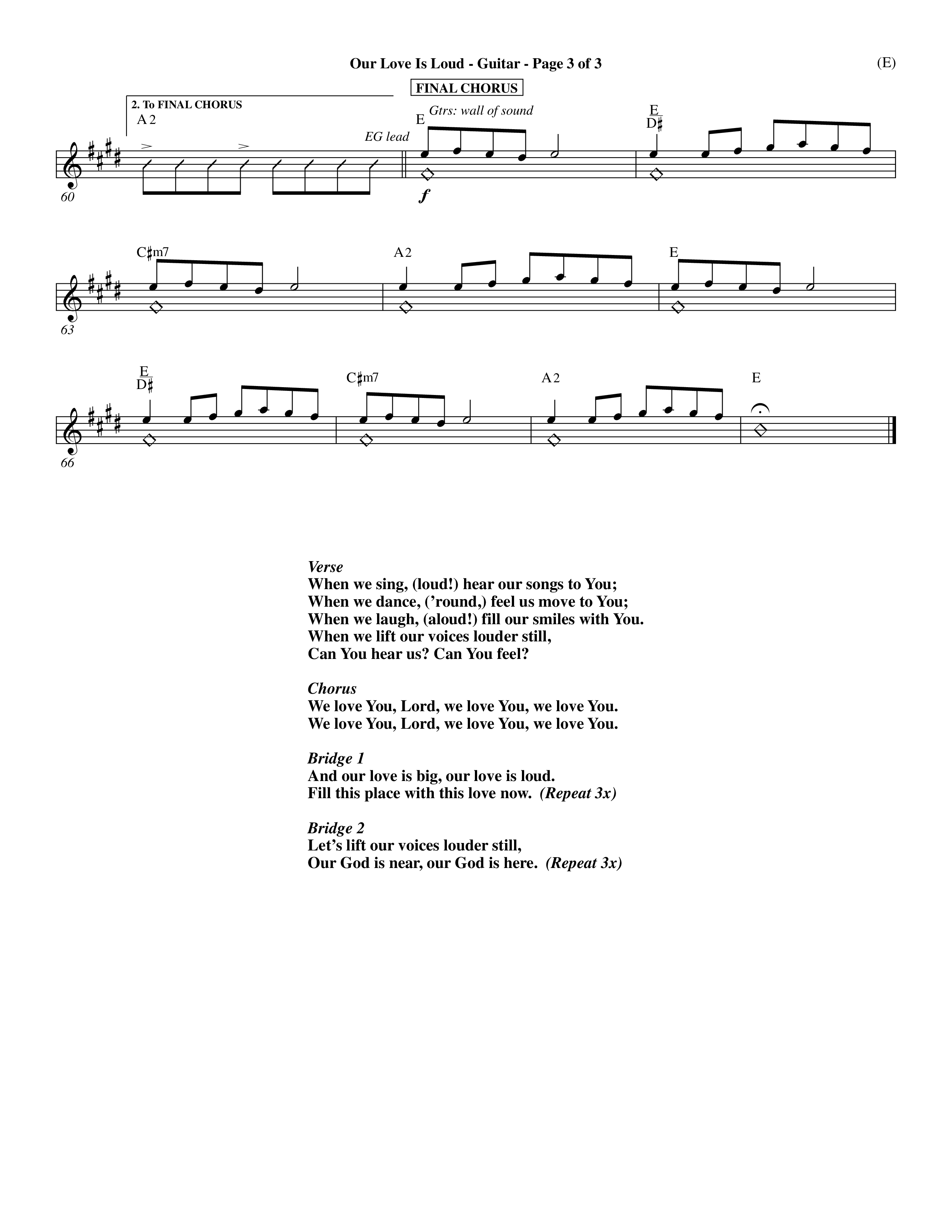 Our Love Is Loud (Choral Anthem SATB) Acoustic Guitar (Word Music Choral / Orch. Dave Williamson)