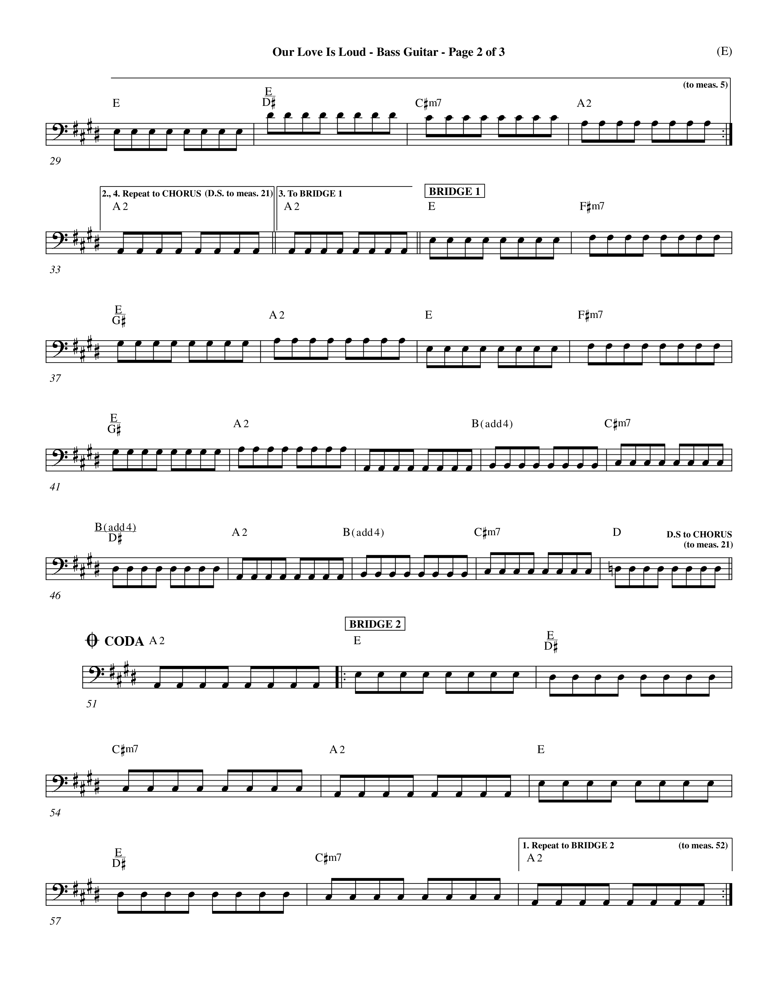 Our Love Is Loud (Choral Anthem SATB) Bass Guitar (Word Music Choral / Orch. Dave Williamson)