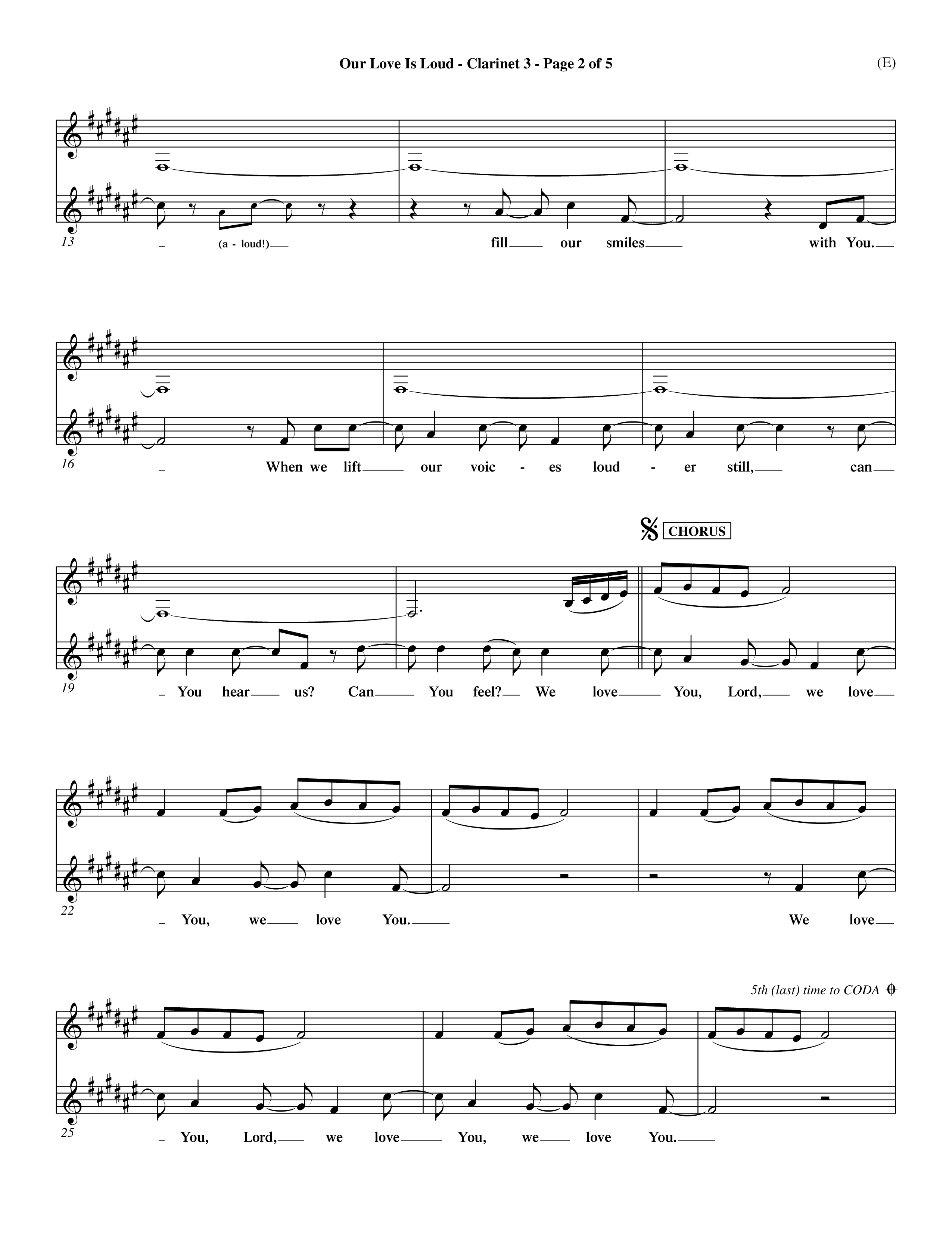 Our Love Is Loud (Choral Anthem SATB) Clarinet 3 (Word Music Choral / Orch. Dave Williamson)
