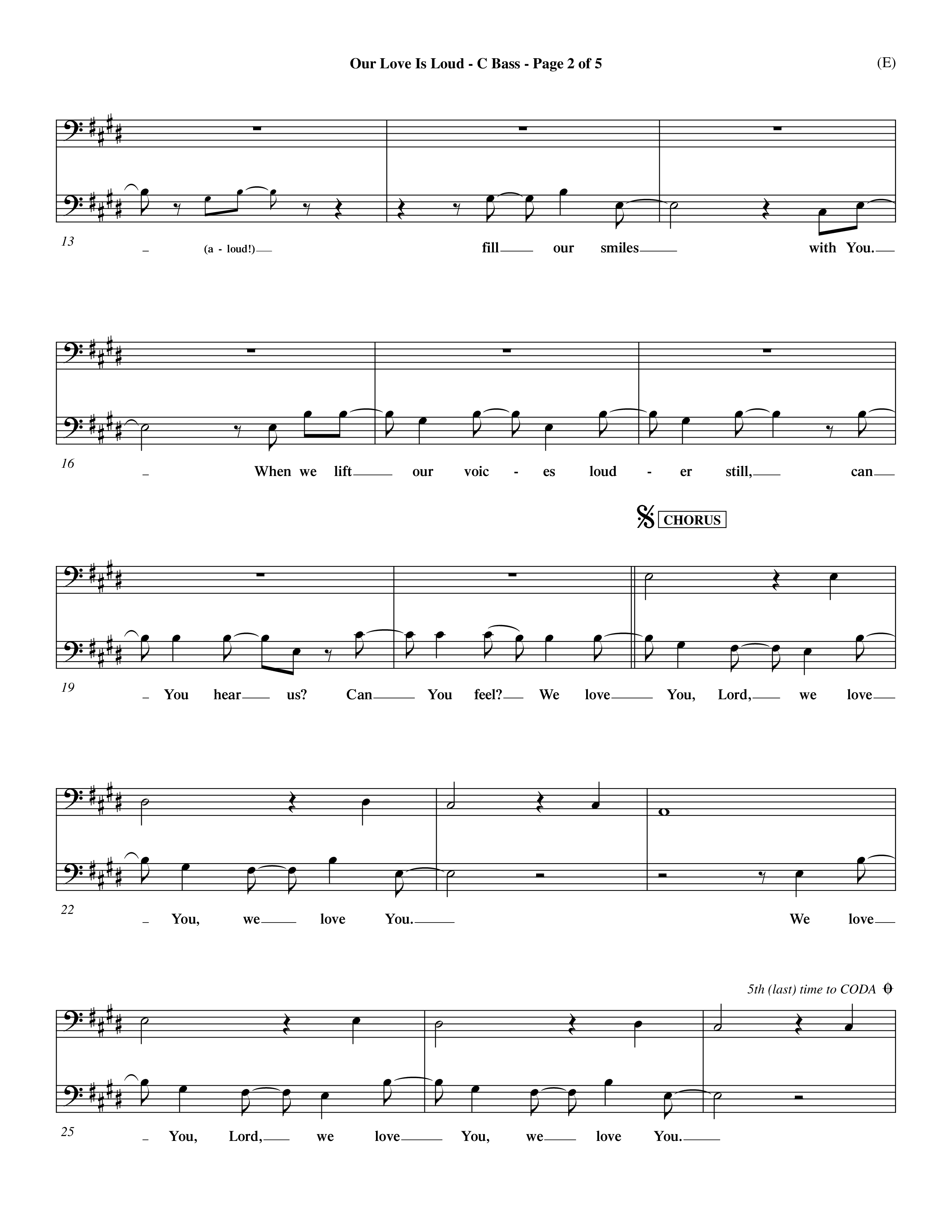 Our Love Is Loud (Choral Anthem SATB) Contrabass (Word Music Choral / Orch. Dave Williamson)