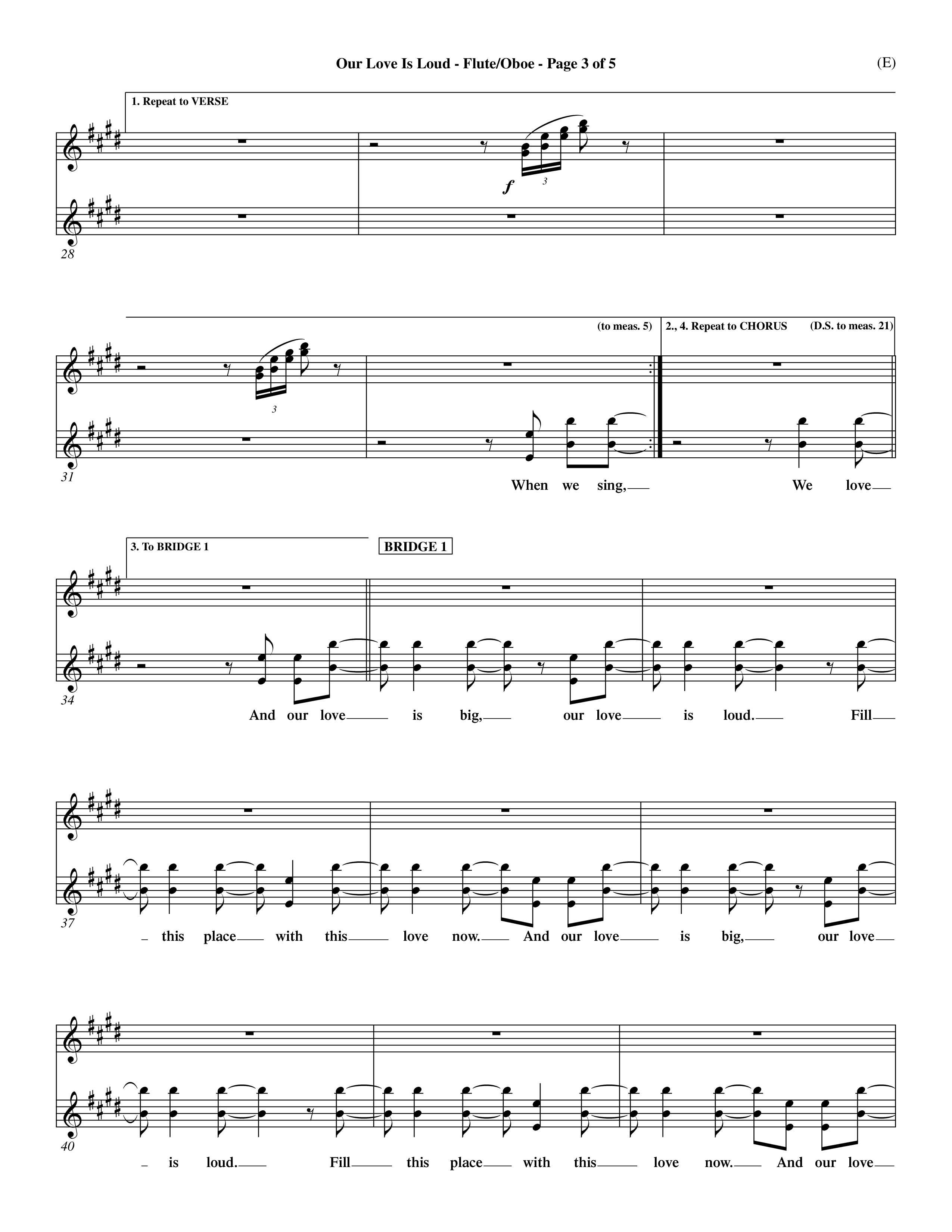 Our Love Is Loud (Choral Anthem SATB) Flute/Oboe (Word Music Choral / Orch. Dave Williamson)