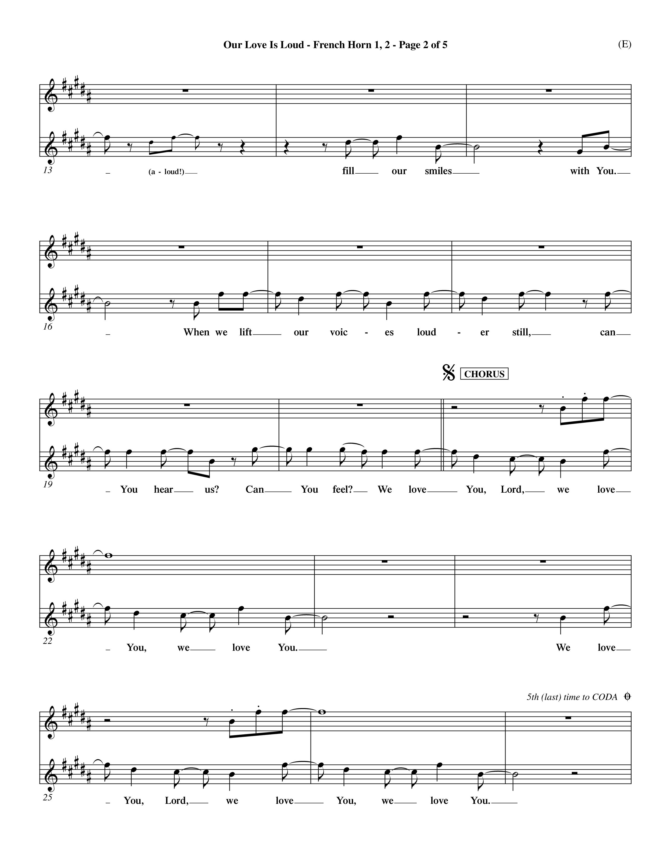 Our Love Is Loud (Choral Anthem SATB) French Horn (Word Music Choral / Orch. Dave Williamson)