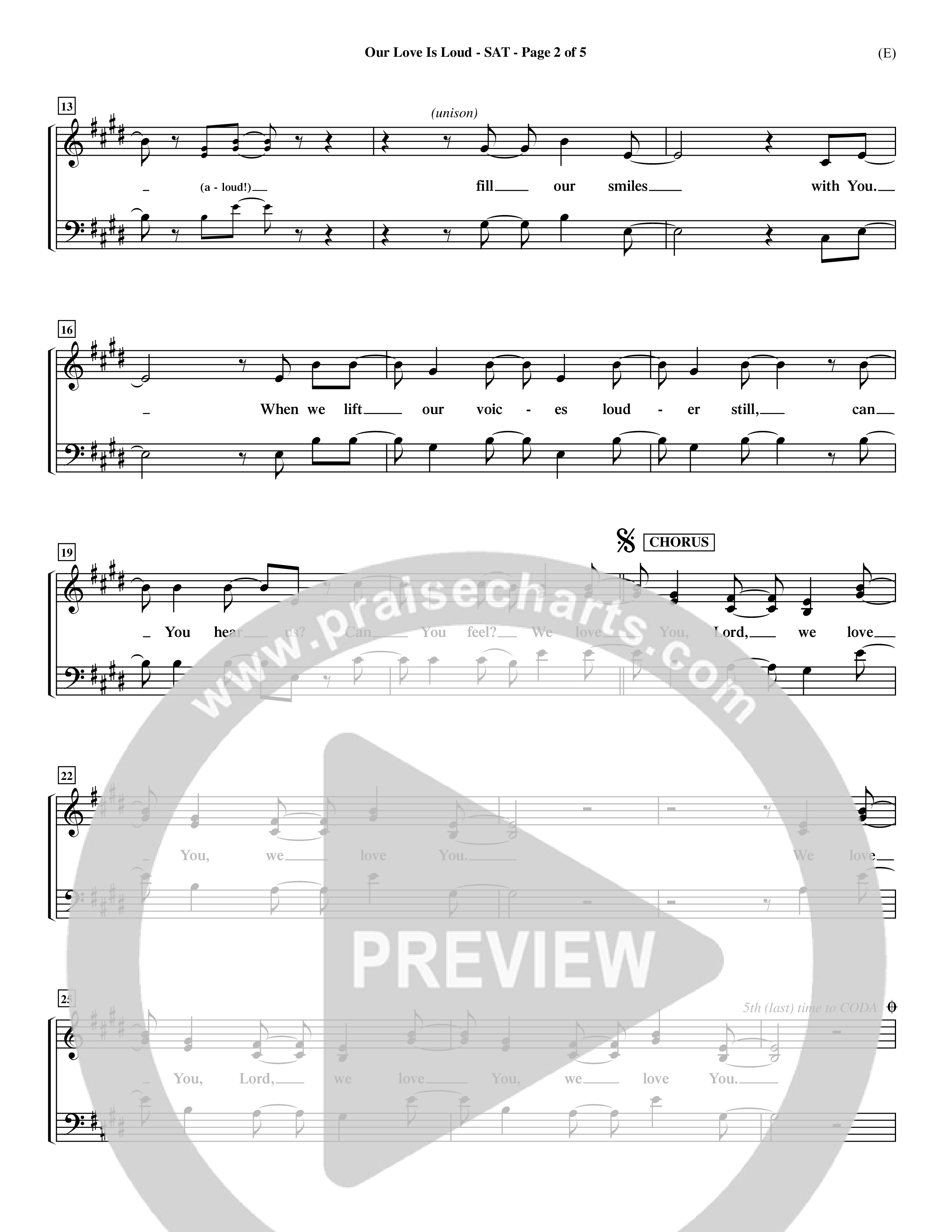 Our Love Is Loud (Choral Anthem SATB) Lead Sheet (SAT) (Word Music Choral / Orch. Dave Williamson)