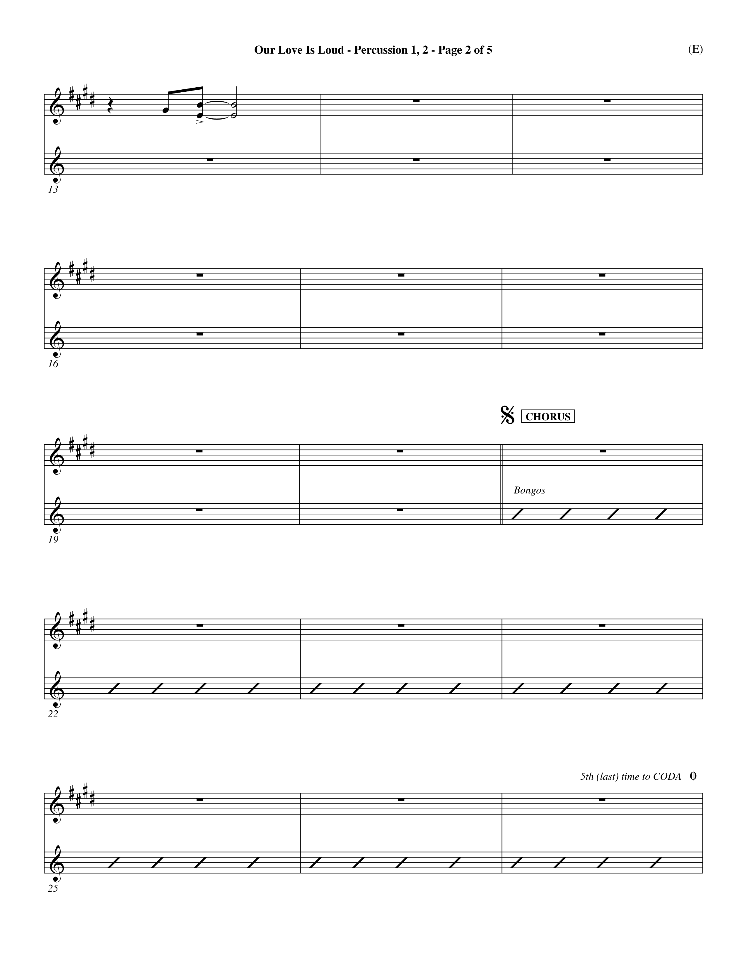 Our Love Is Loud (Choral Anthem SATB) Percussion 1/2 (Word Music Choral / Orch. Dave Williamson)