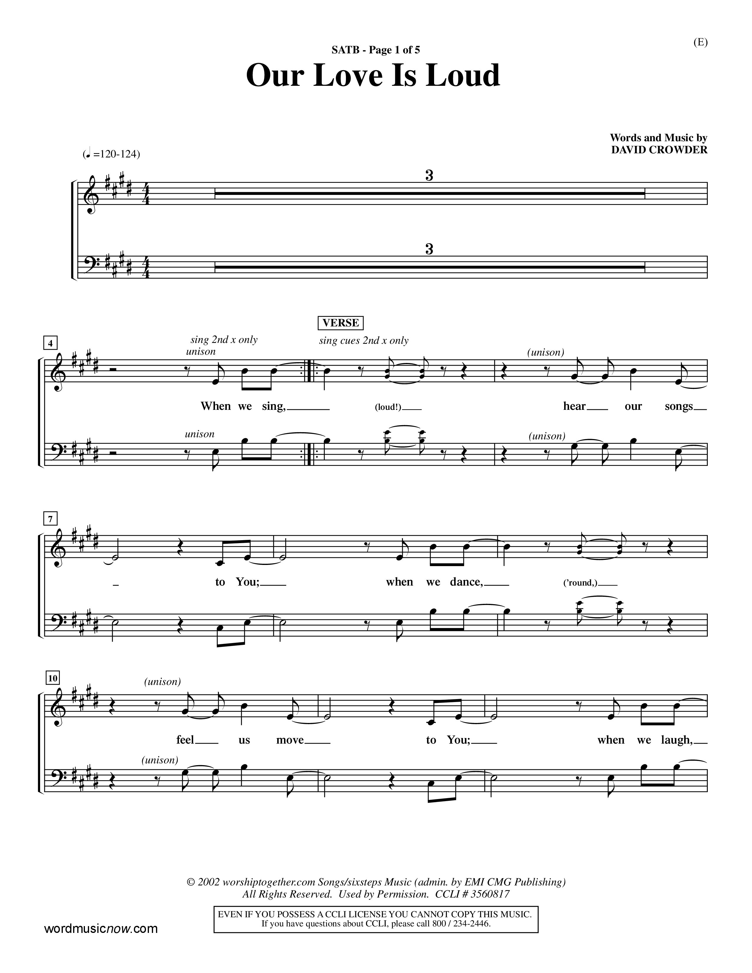 Our Love Is Loud (Choral Anthem SATB) Keyboard/Vocal (SATB) (Word Music Choral / Orch. Dave Williamson)