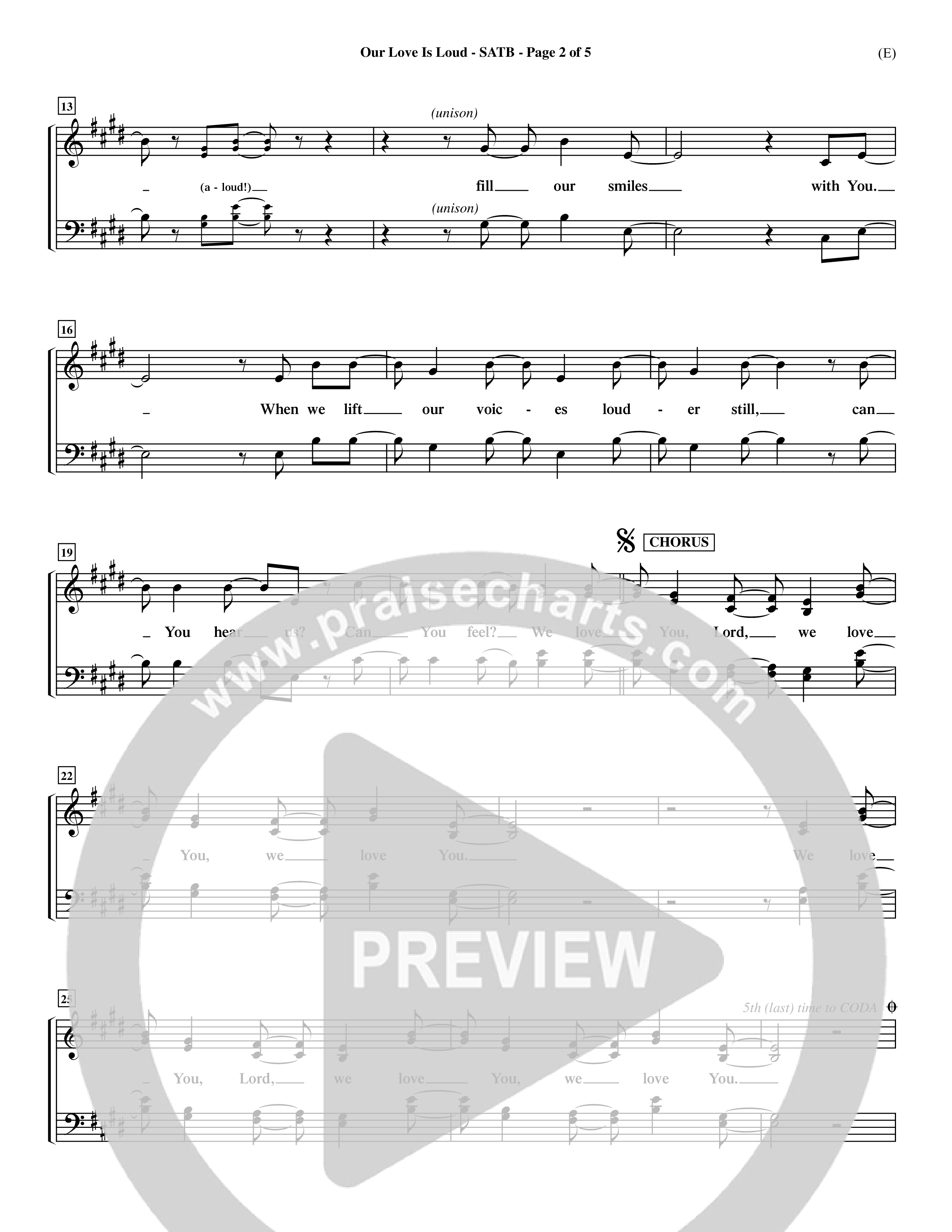 Our Love Is Loud (Choral Anthem SATB) Keyboard/Vocal (SATB) (Word Music Choral / Orch. Dave Williamson)